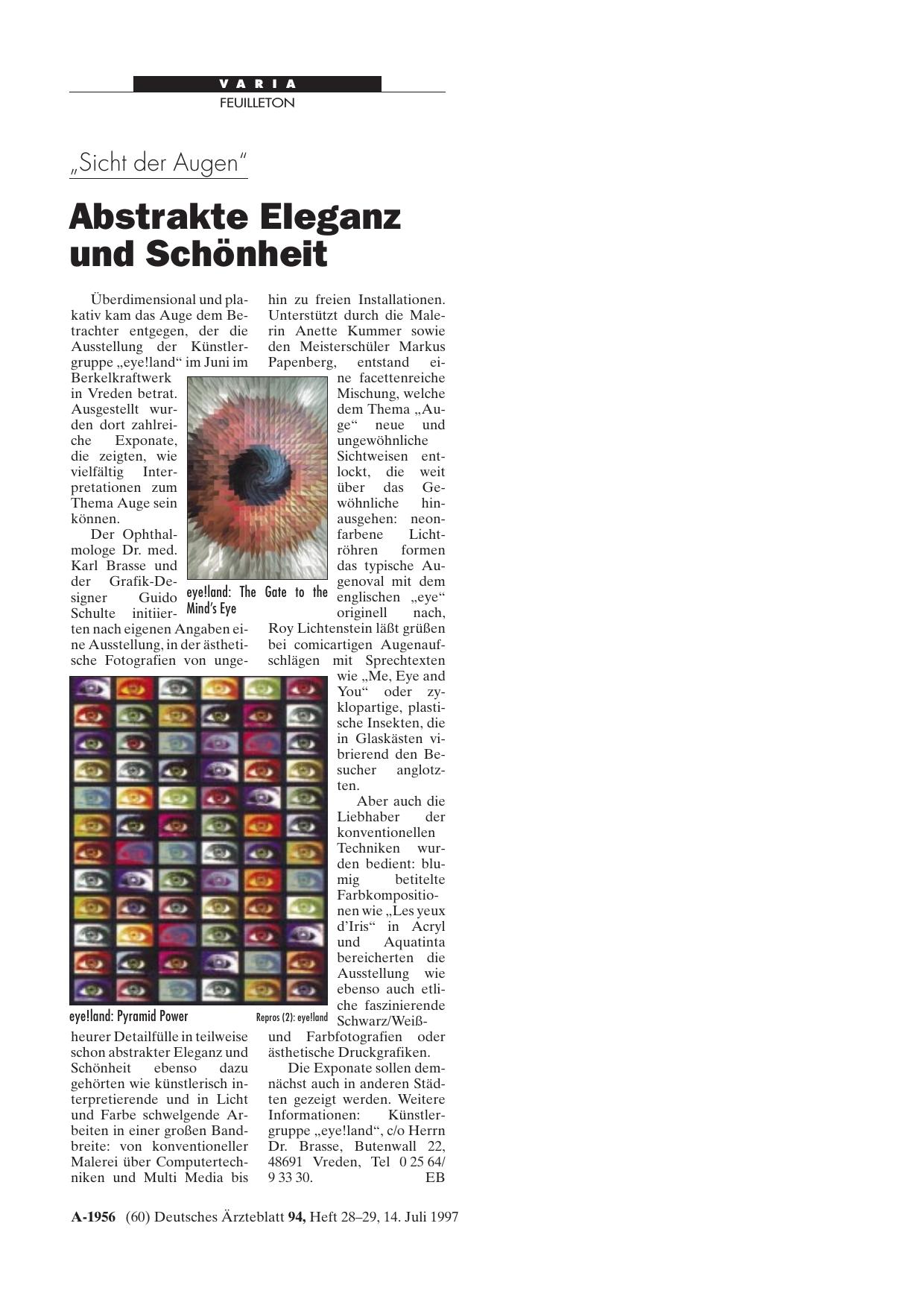 Vorschauseite 1: „Sicht der Augen„: Abstrakte Eleganz und Schönheit