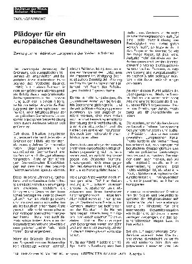 Vorschauseite 1: Plädoyer für ein europäisches Gesundheitswesen