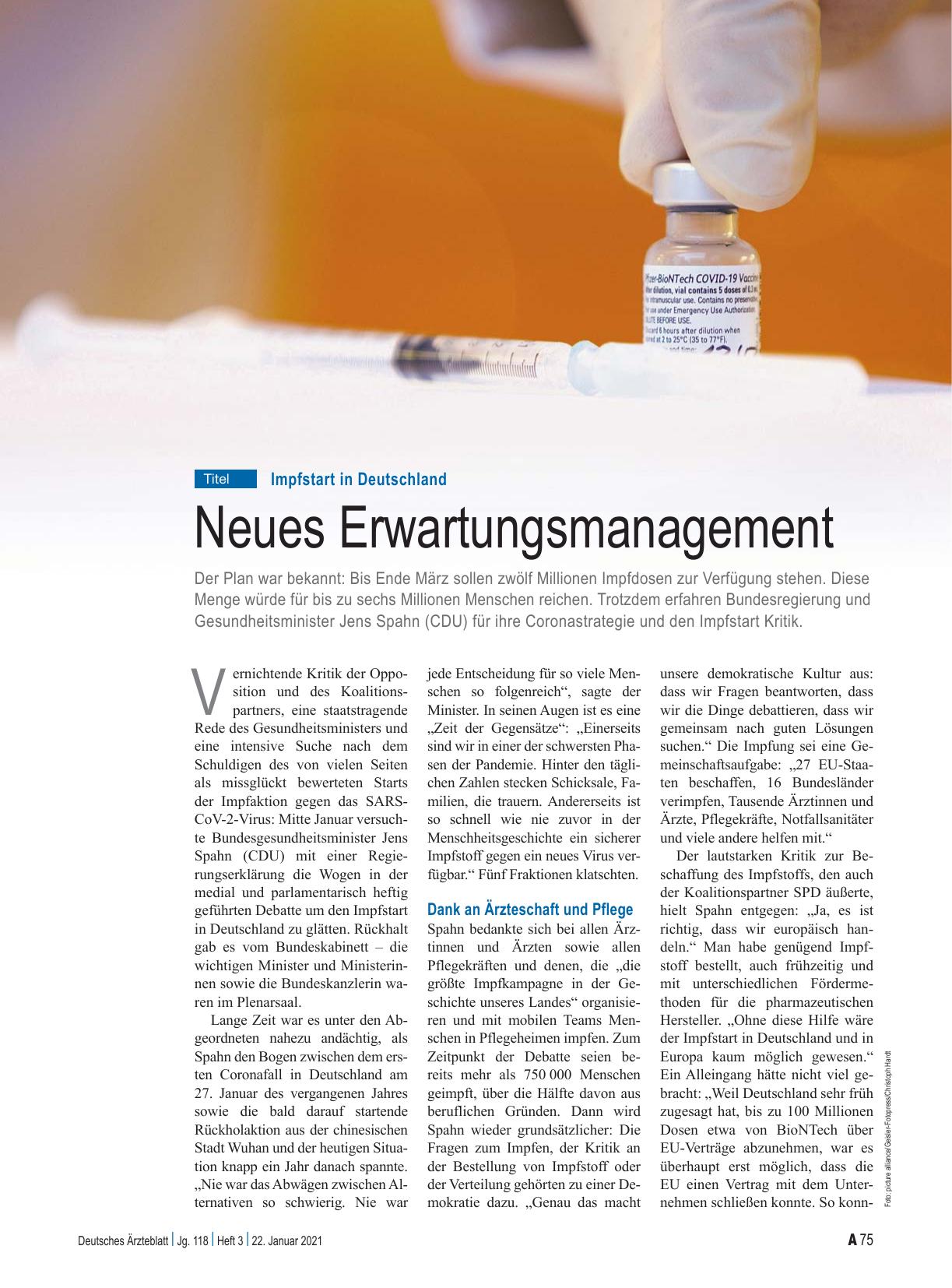 Vorschauseite 1: Impfstart in Deutschland: Neues Erwartungsmanagement