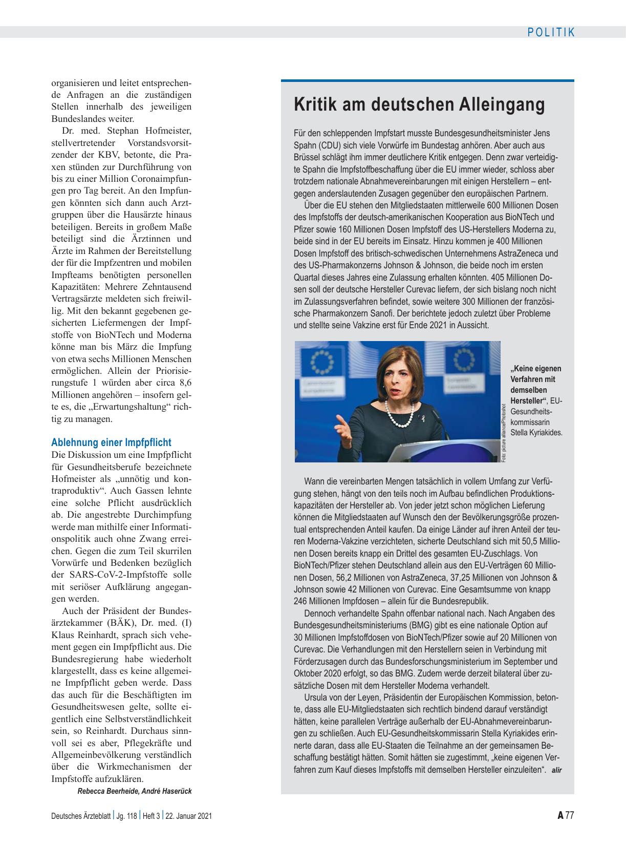 Vorschauseite 3: Impfstart in Deutschland: Neues Erwartungsmanagement