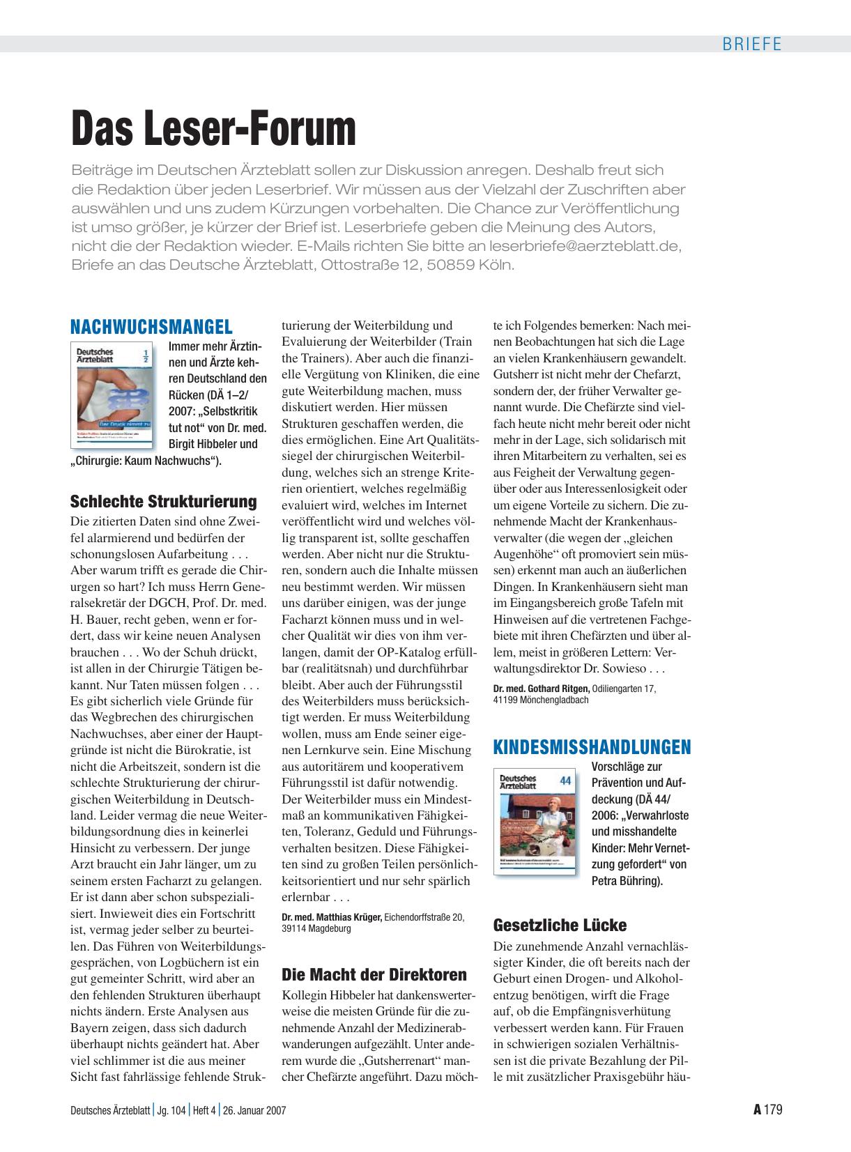 Vorschauseite 1: Das Leser-Forum