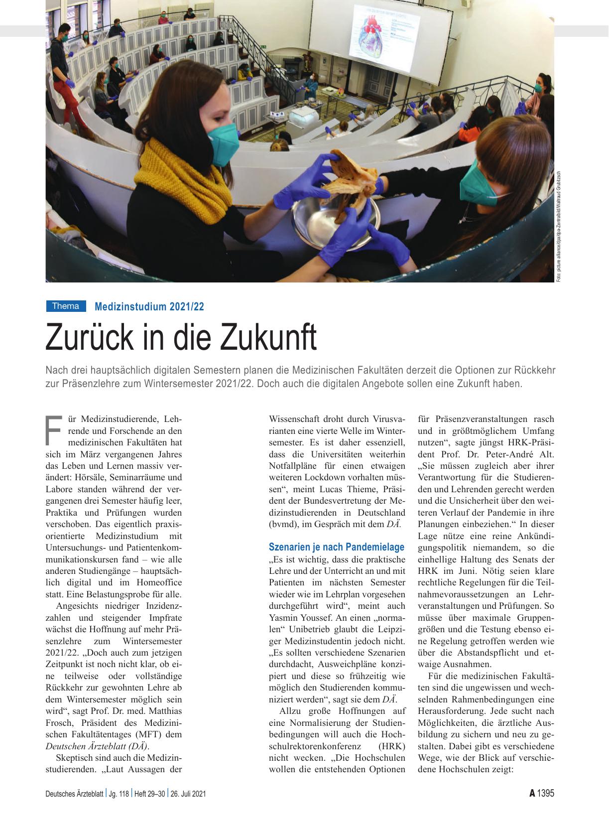 Vorschauseite 1: Medizinstudium 2021/22: Zurück in die Zukunft