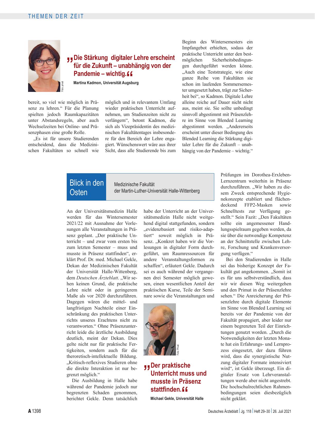 Vorschauseite 3: Medizinstudium 2021/22: Zurück in die Zukunft