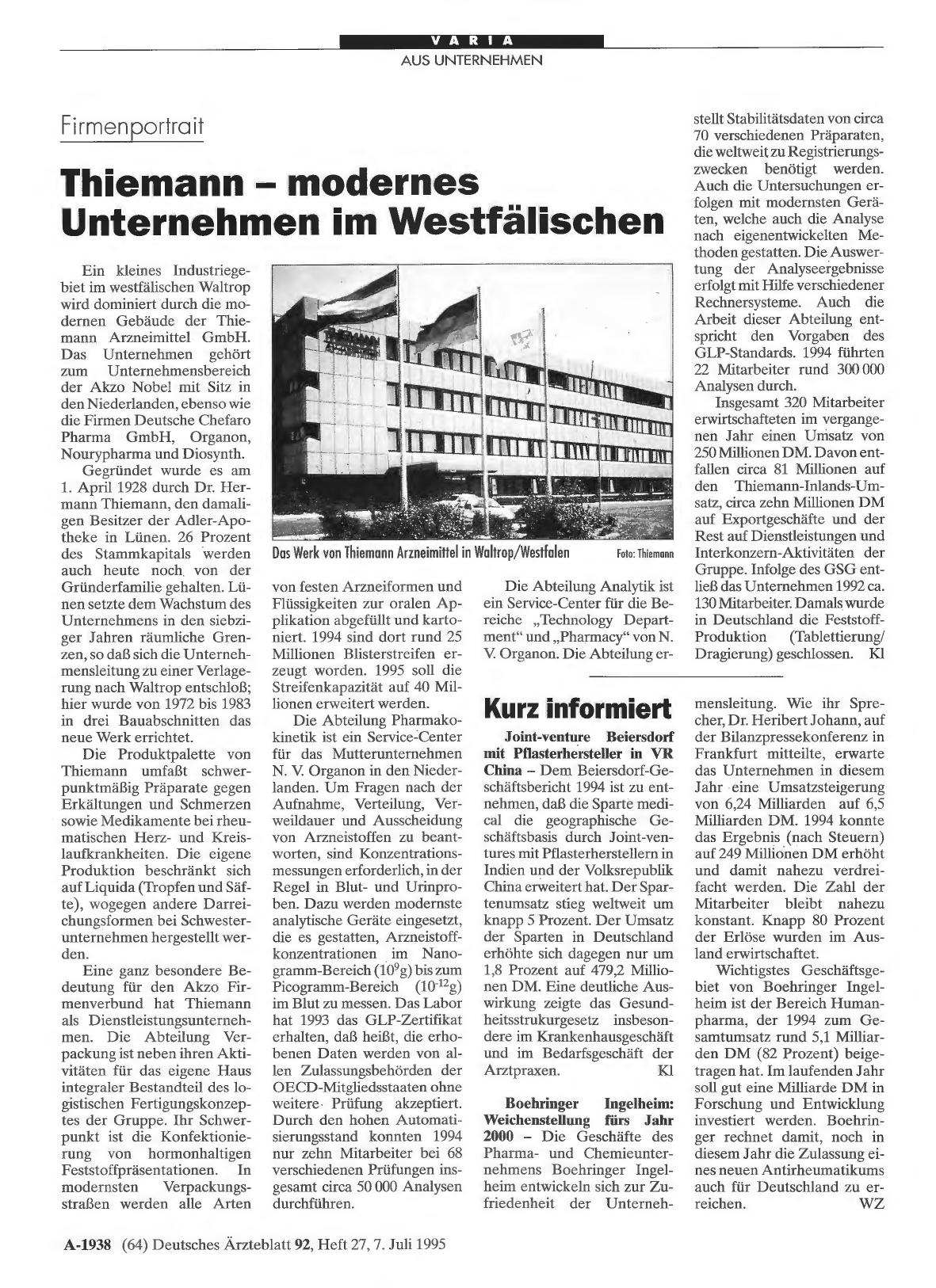 Vorschauseite 1: Firmenportrait: Thiemann - modernes Unternehmen im Westfälischen