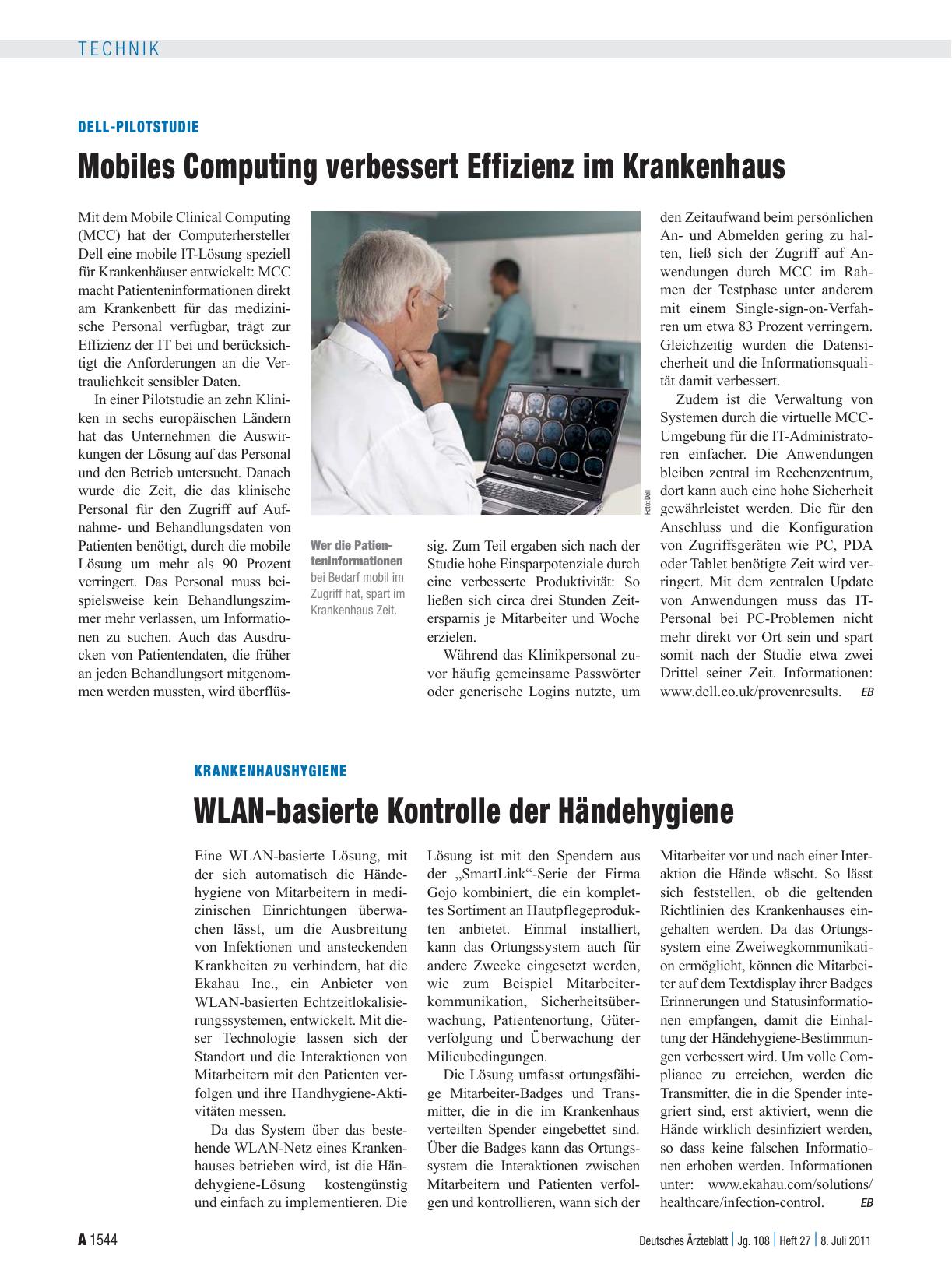 Vorschauseite 1: Dell-Pilotstudie: Mobiles Computing verbessert Effizienz im Krankenhaus