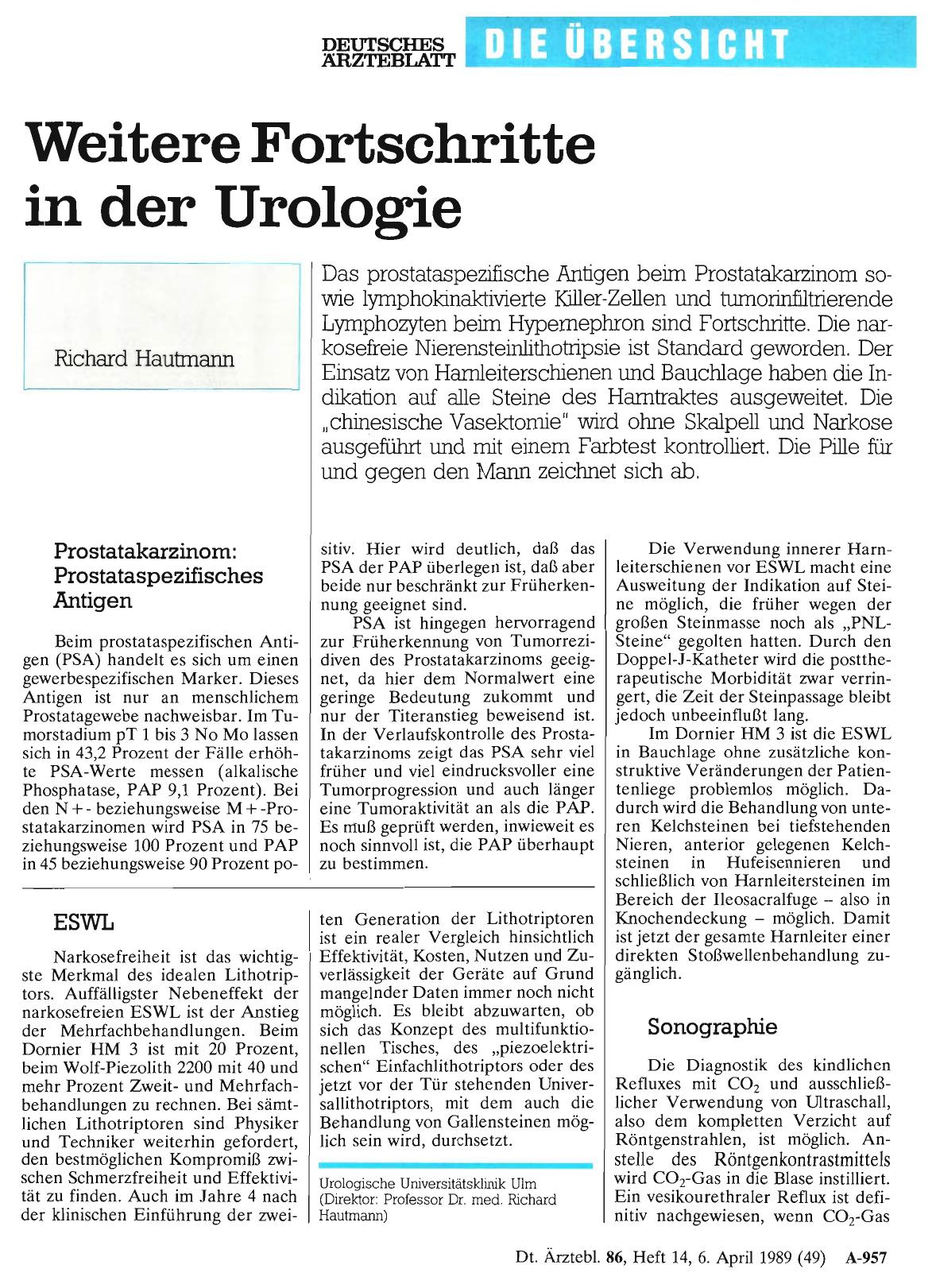 Vorschauseite 1: Weitere Fortschritte in der Urologie