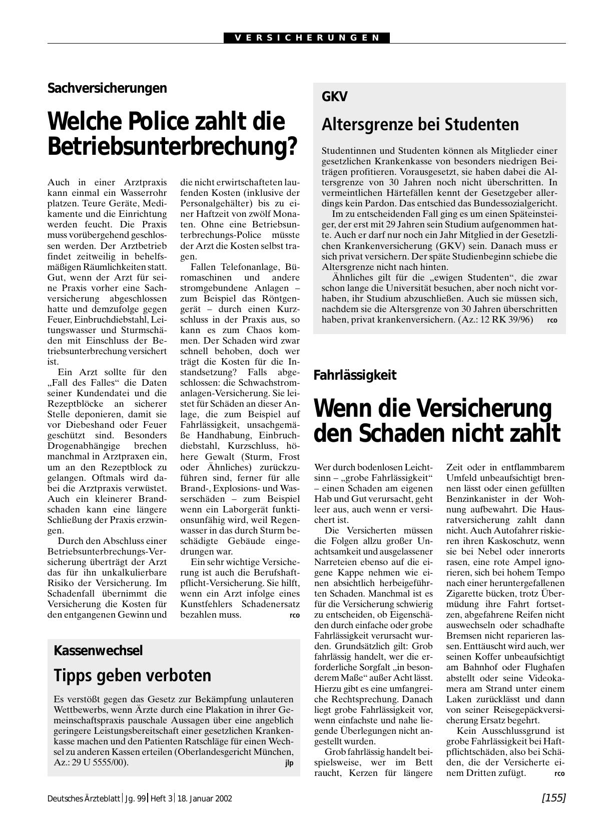 Vorschauseite 1: Kassenwechsel: Tipps geben verboten