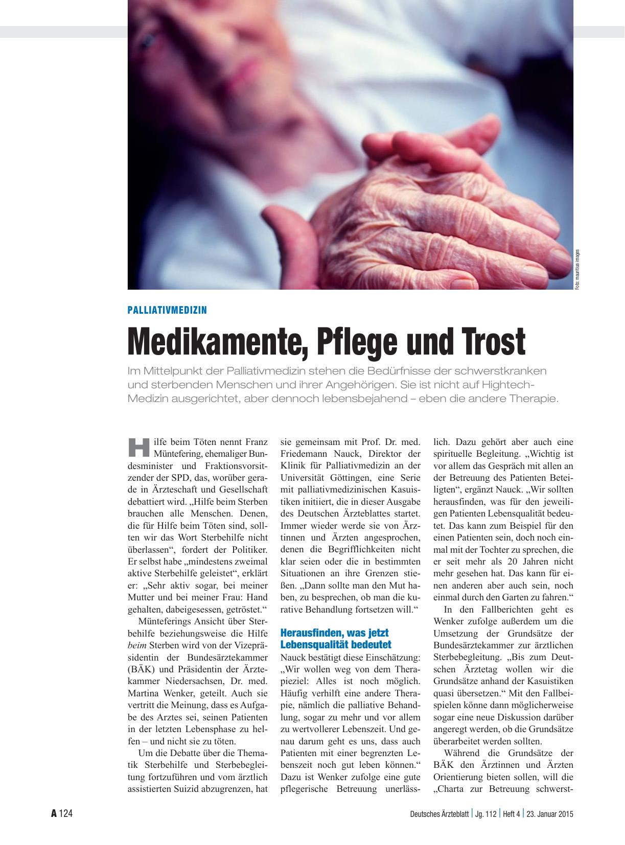 Vorschauseite 1: Palliativmedizin: Medikamente, Pflege und Trost