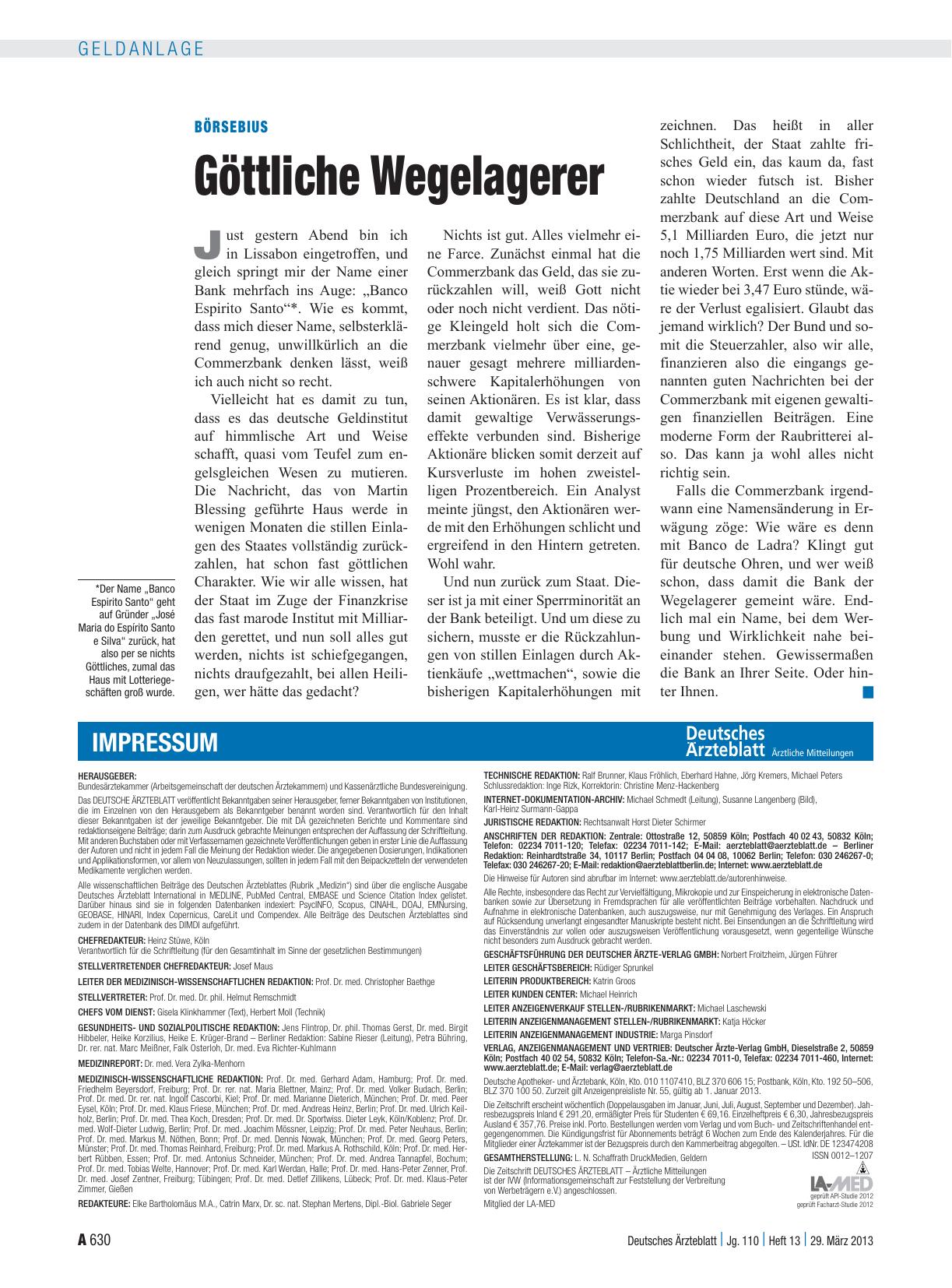 Vorschauseite 1: Börsebius: Göttliche Wegelagerer
