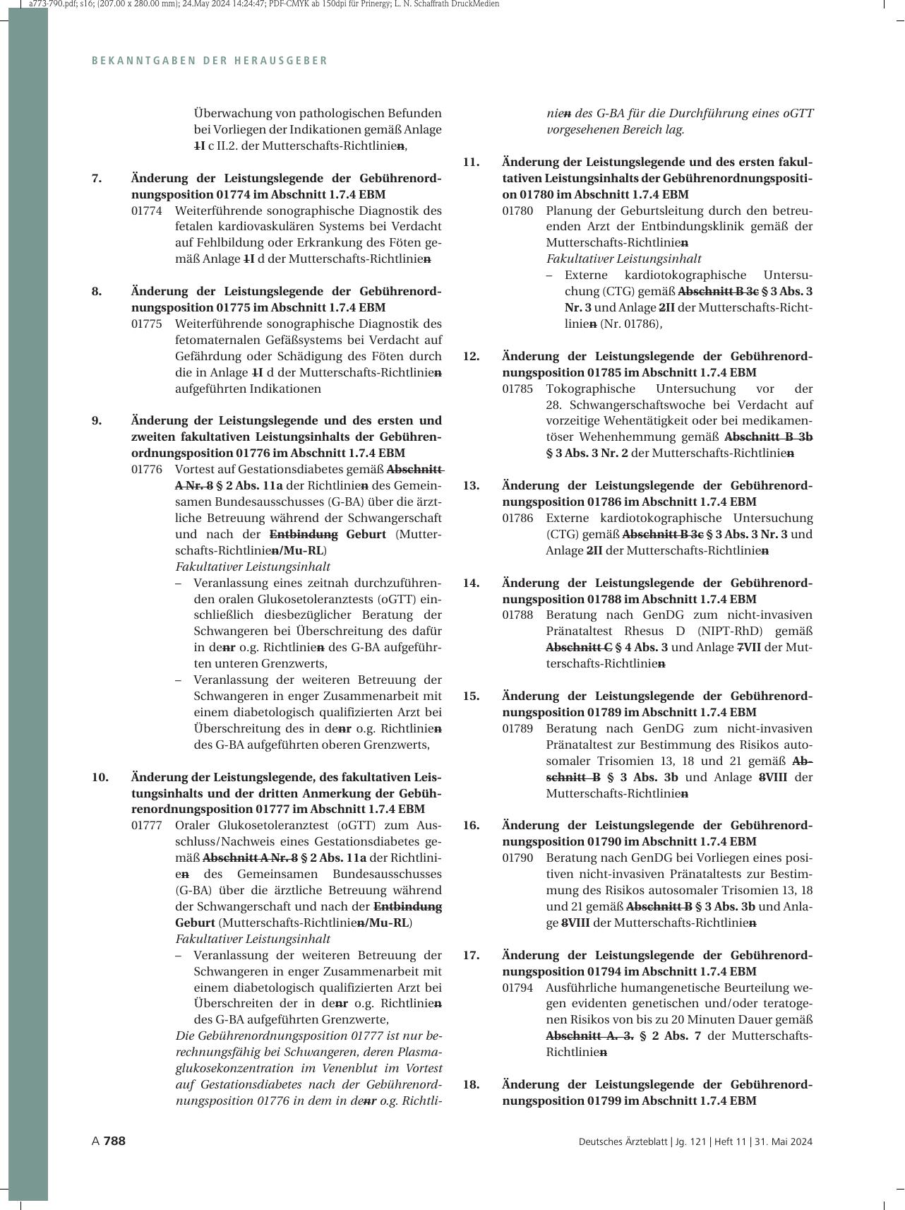 Vorschauseite 2: Beschluss des Bewertungsausschusses nach § 87 Abs. 1 Satz 1 SGB V in seiner 711. Sitzung (schriftliche Beschlussfassung) zur Änderung des Einheitlichen Bewertungsmaßstabes (EBM)