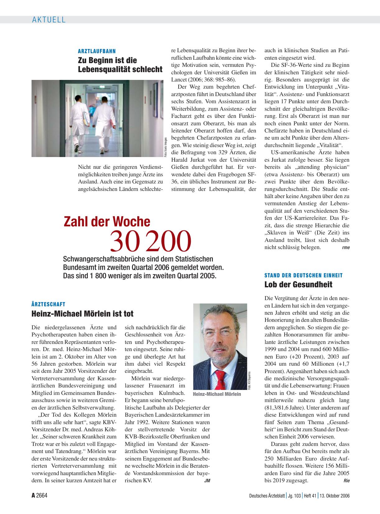 Vorschauseite 1: Stand der deutschen Einheit: Lob der Gesundheit