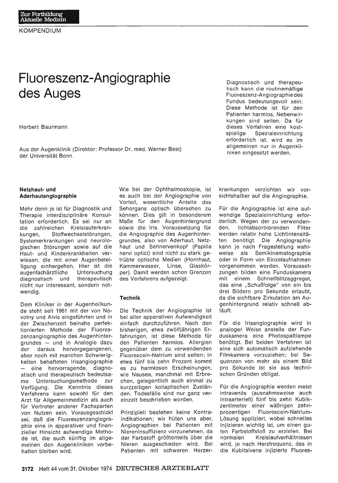 Vorschauseite 1: Fluoreszenz-Angiographie des Auges