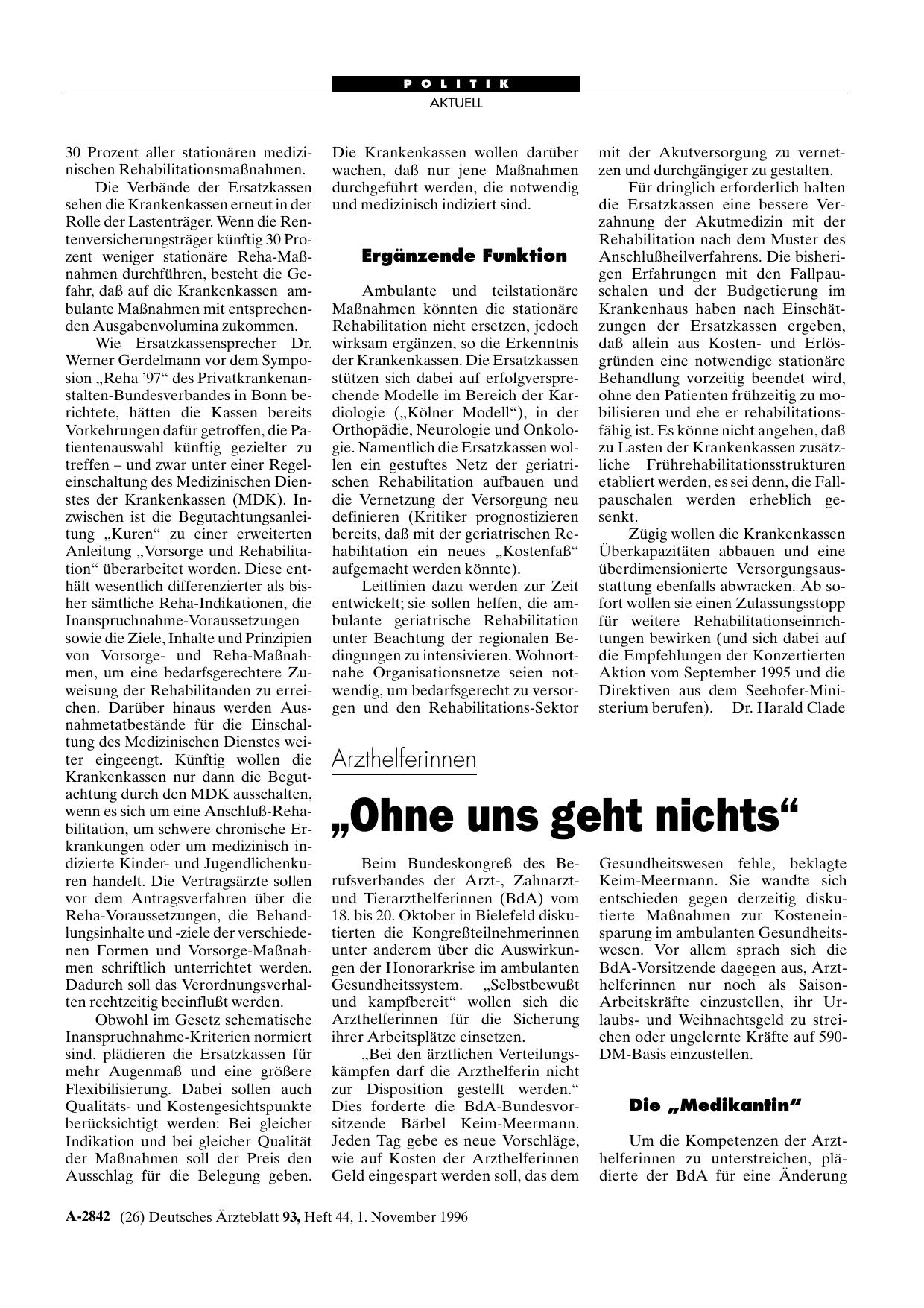 Vorschauseite 1: Arzthelferinnen: „Ohne uns geht nichts“
