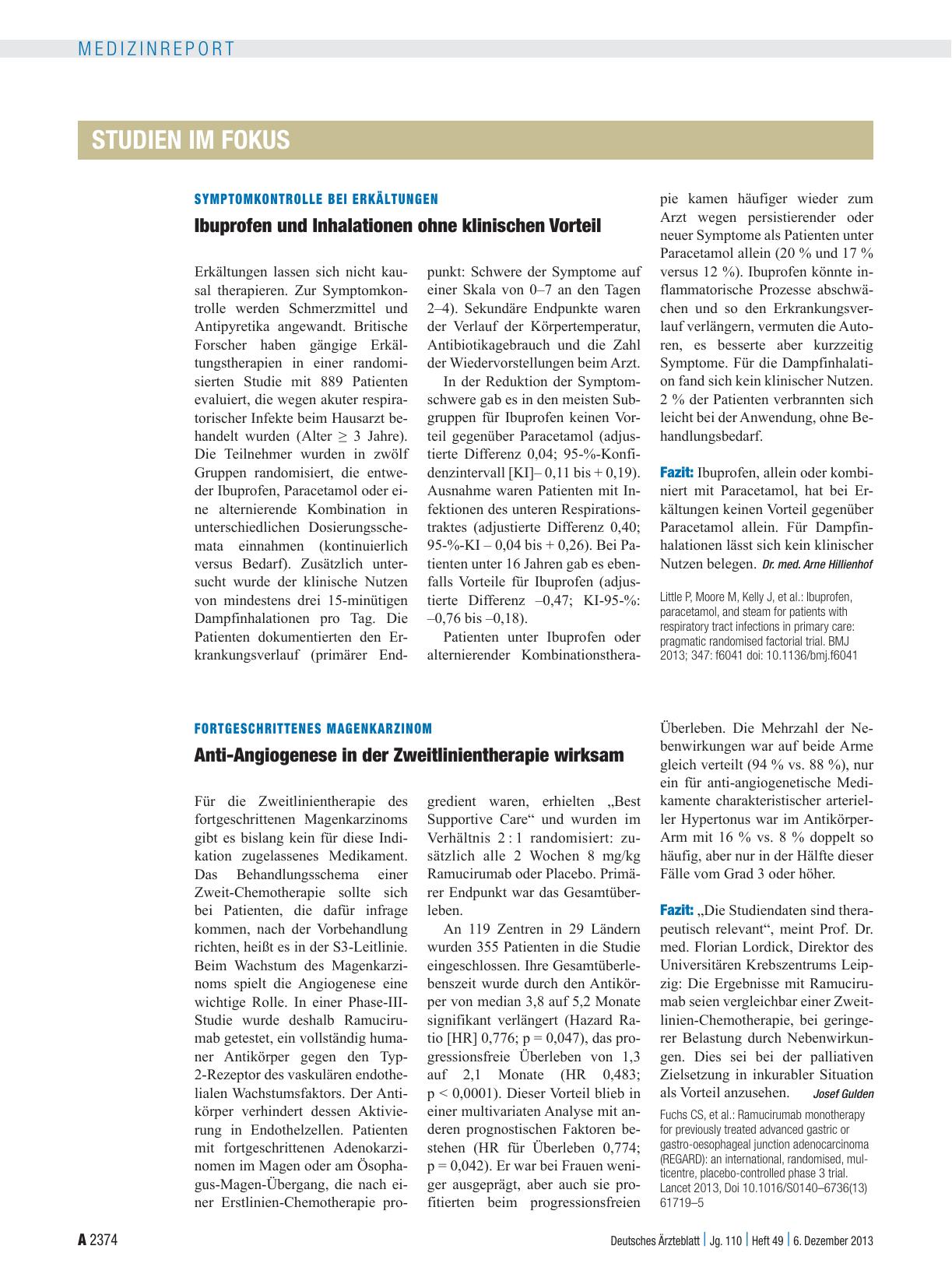 Vorschauseite 1: Fortgeschrittenes Magenkarzinom: Anti-Angiogenese in der Zweitlinientherapie wirksam