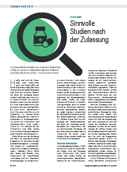 Vorschauseite 1: Arzneimittel: Sinnvolle Studien nach der Zulassung