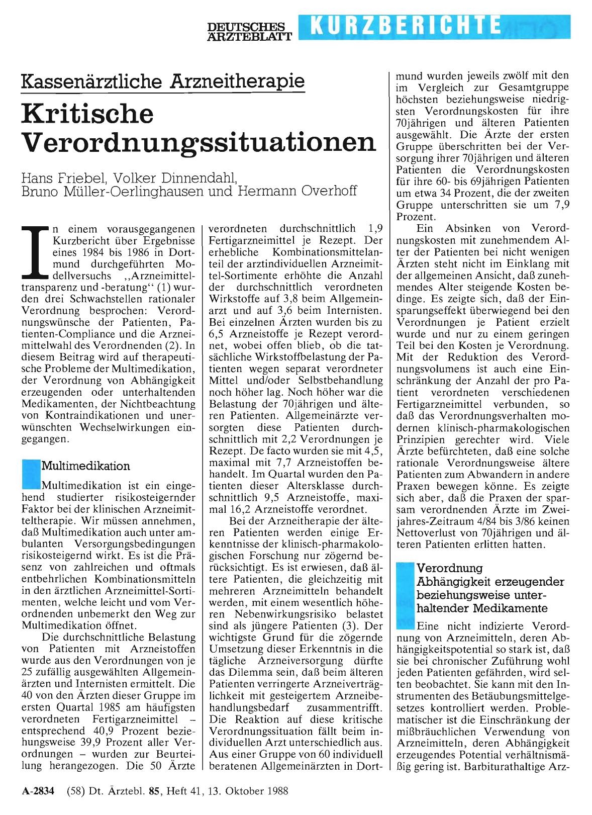 Vorschauseite 1: Kassenärztliche Arzneitherapie: Kritische Verordnungssituationen