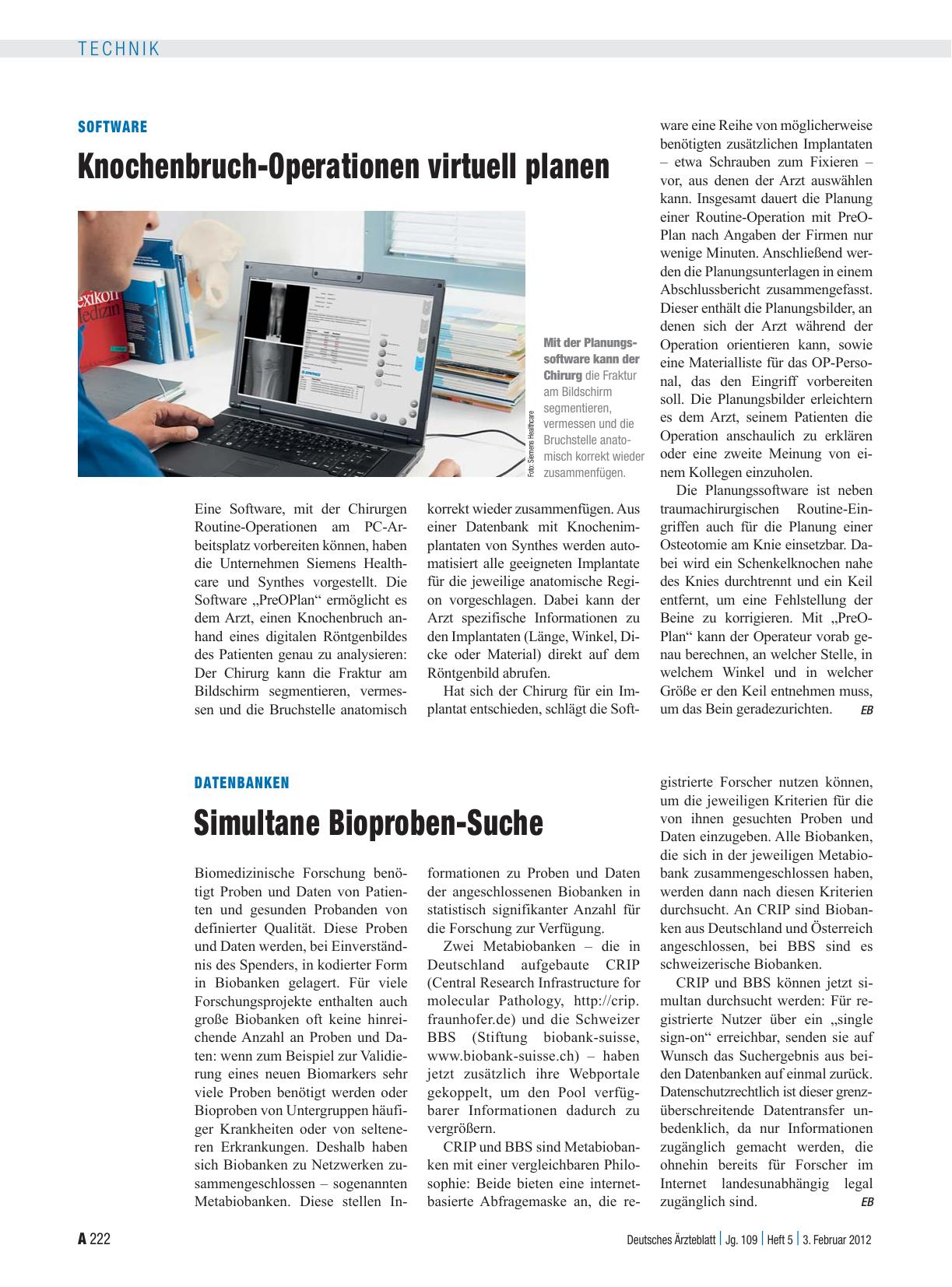 Vorschauseite 1: Software: Knochenbruch-Operationen virtuell planen