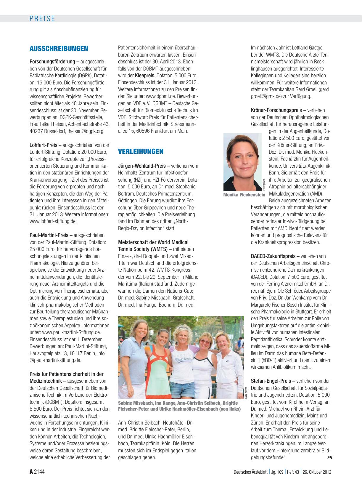 Vorschauseite 1: Verleihungen