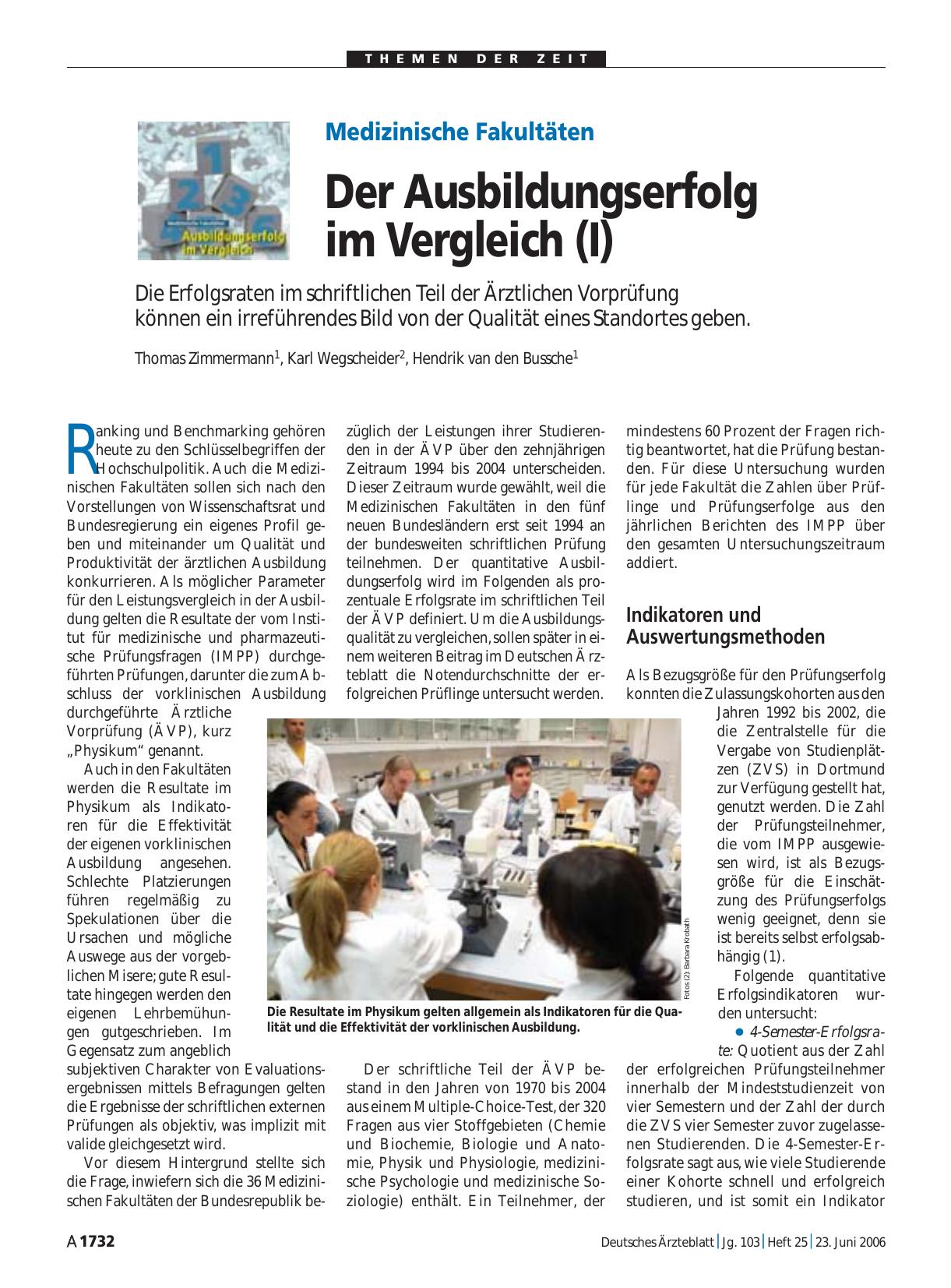 Vorschauseite 1: Medizinische Fakultäten: Der Ausbildungserfolg im Vergleich (I)