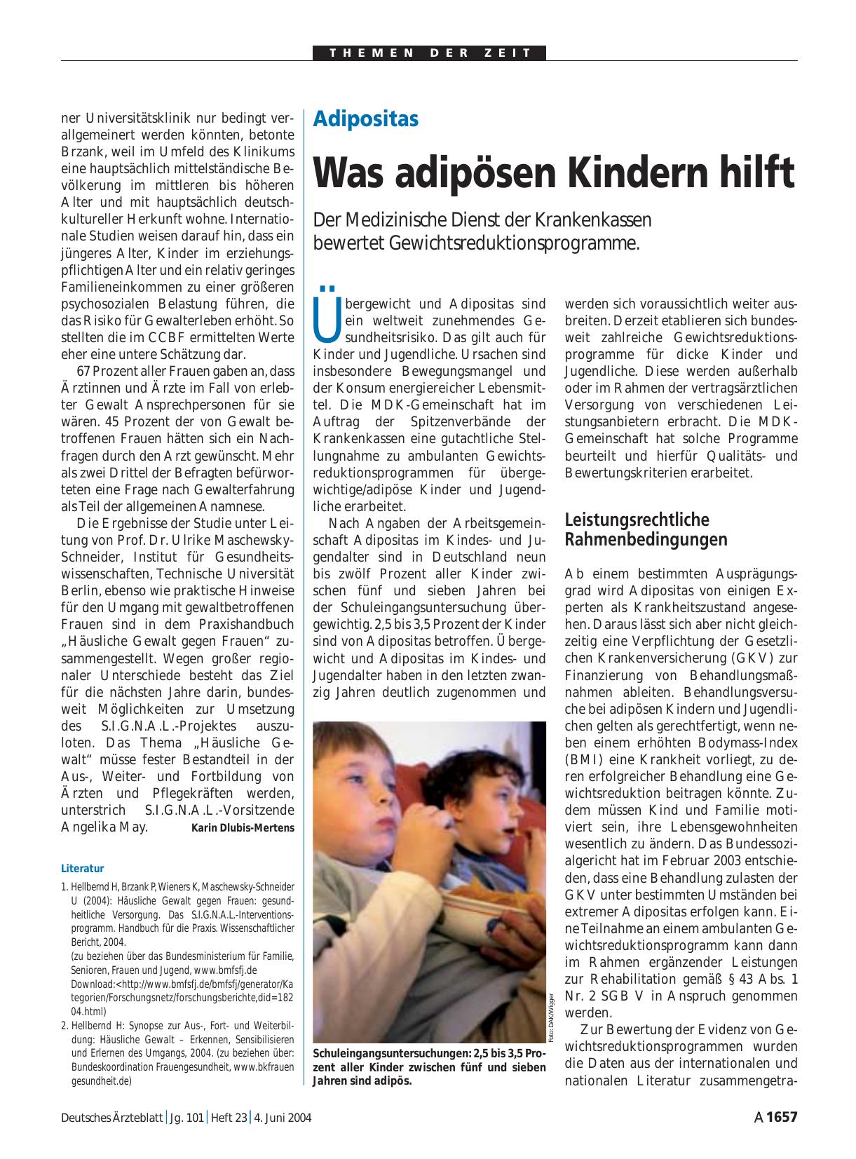 Vorschauseite 1: Adipositas: Was adipösen Kindern hilft