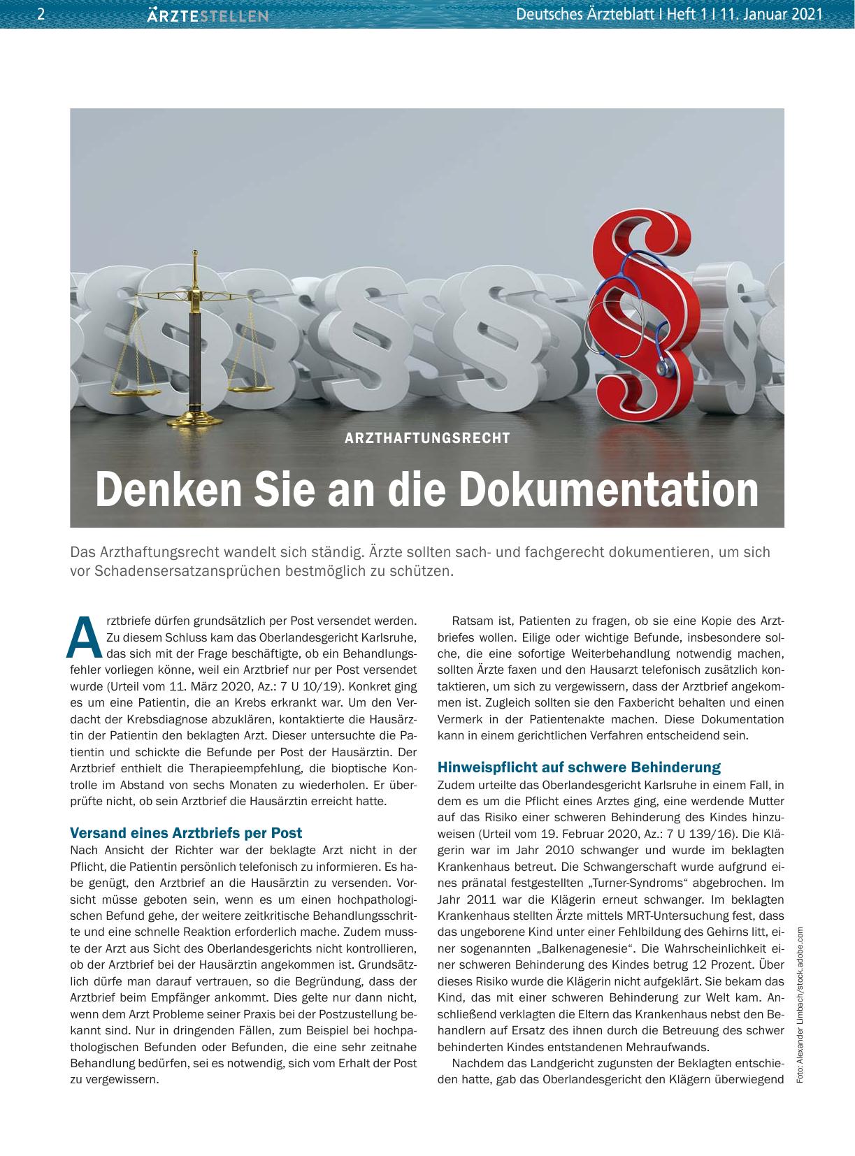 Vorschauseite 1: Arzthaftungsrecht: Denken Sie an die Dokumentation