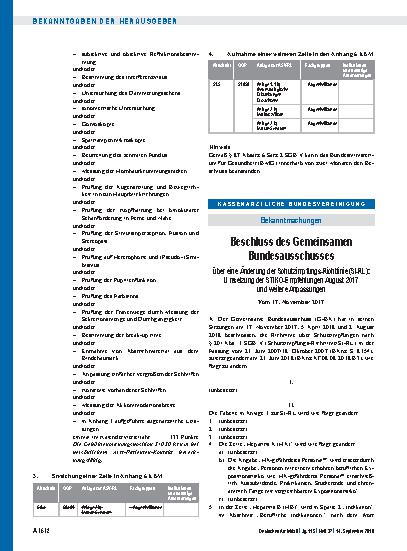 Vorschauseite 1: Beschluss des Gemeinsamen Bundesausschusses über eine Änderung der Schutzimpfungs-Richtlinie (SI-RL): Umsetzung der STIKO-Empfehlungen August 2017 und weitere Anpassungen