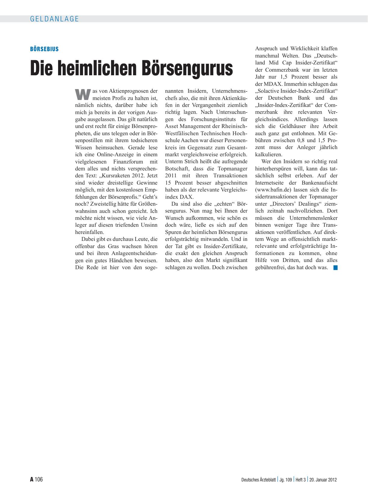 Vorschauseite 1: Börsebius: Die heimlichen Börsengurus