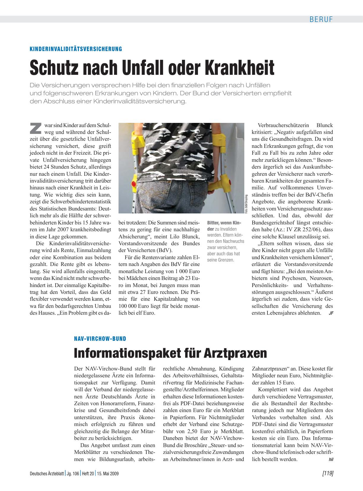 Vorschauseite 1: NAV-Virchow-Bund: Informationspaket für Arztpraxen