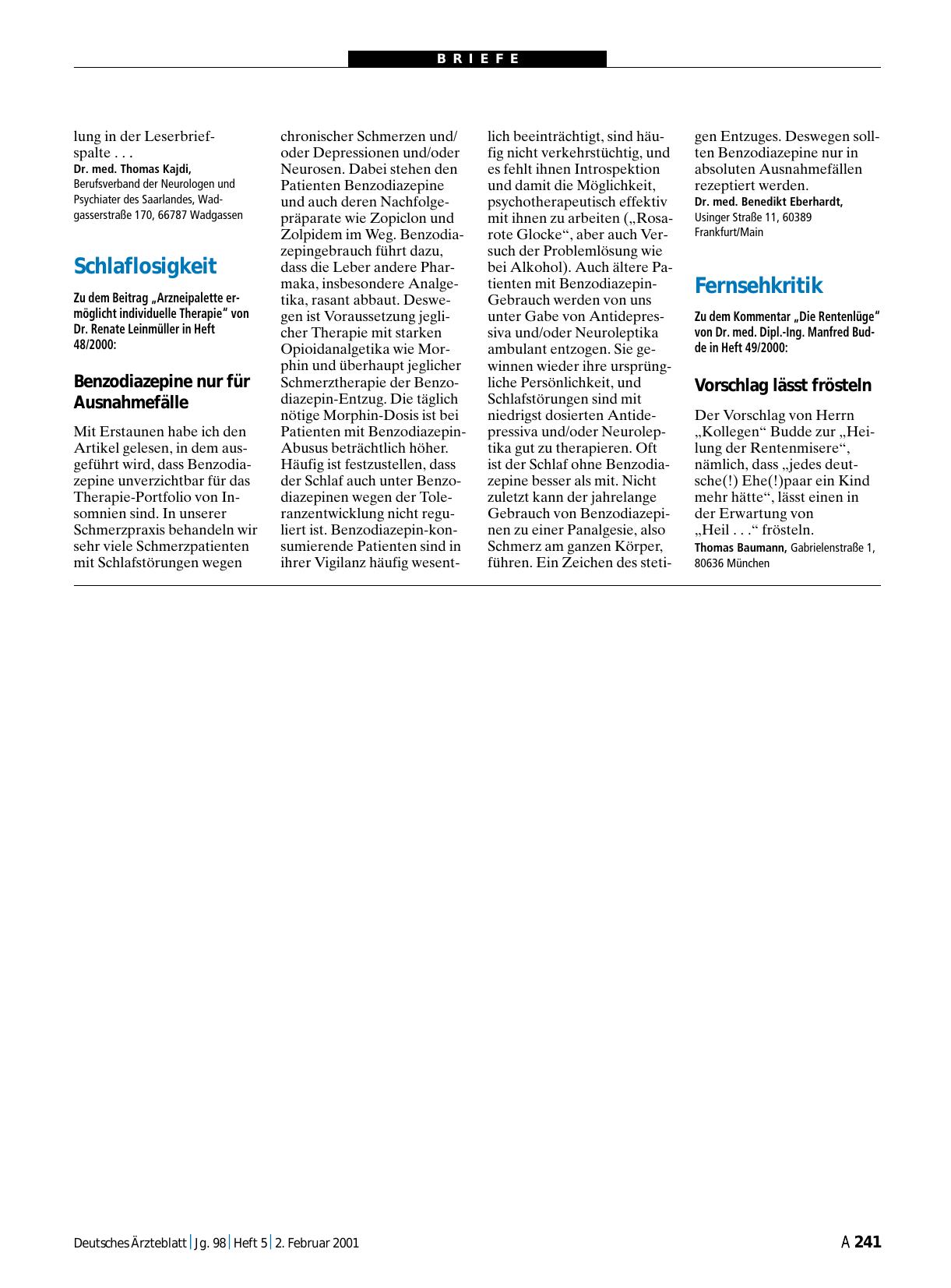 Vorschauseite 1: Schlaflosigkeit: Benzodiazepine nur für Ausnahmefälle