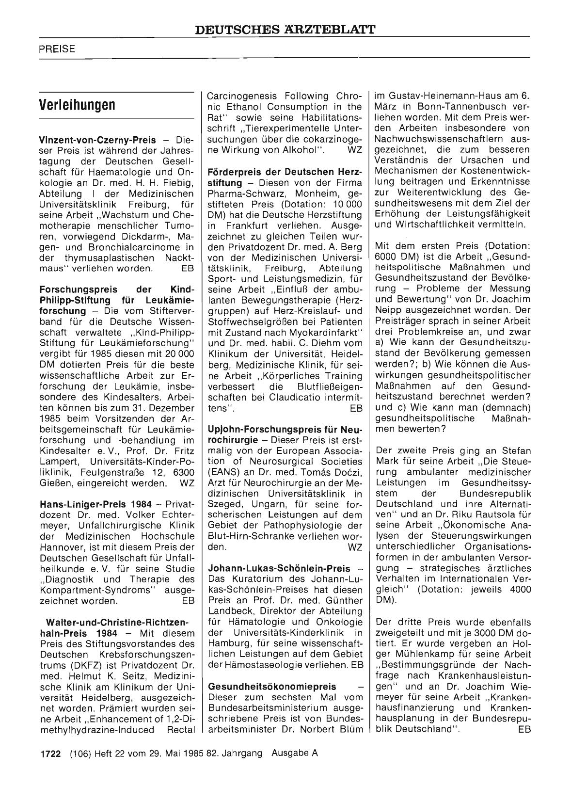 Vorschauseite 1: Verleihungen