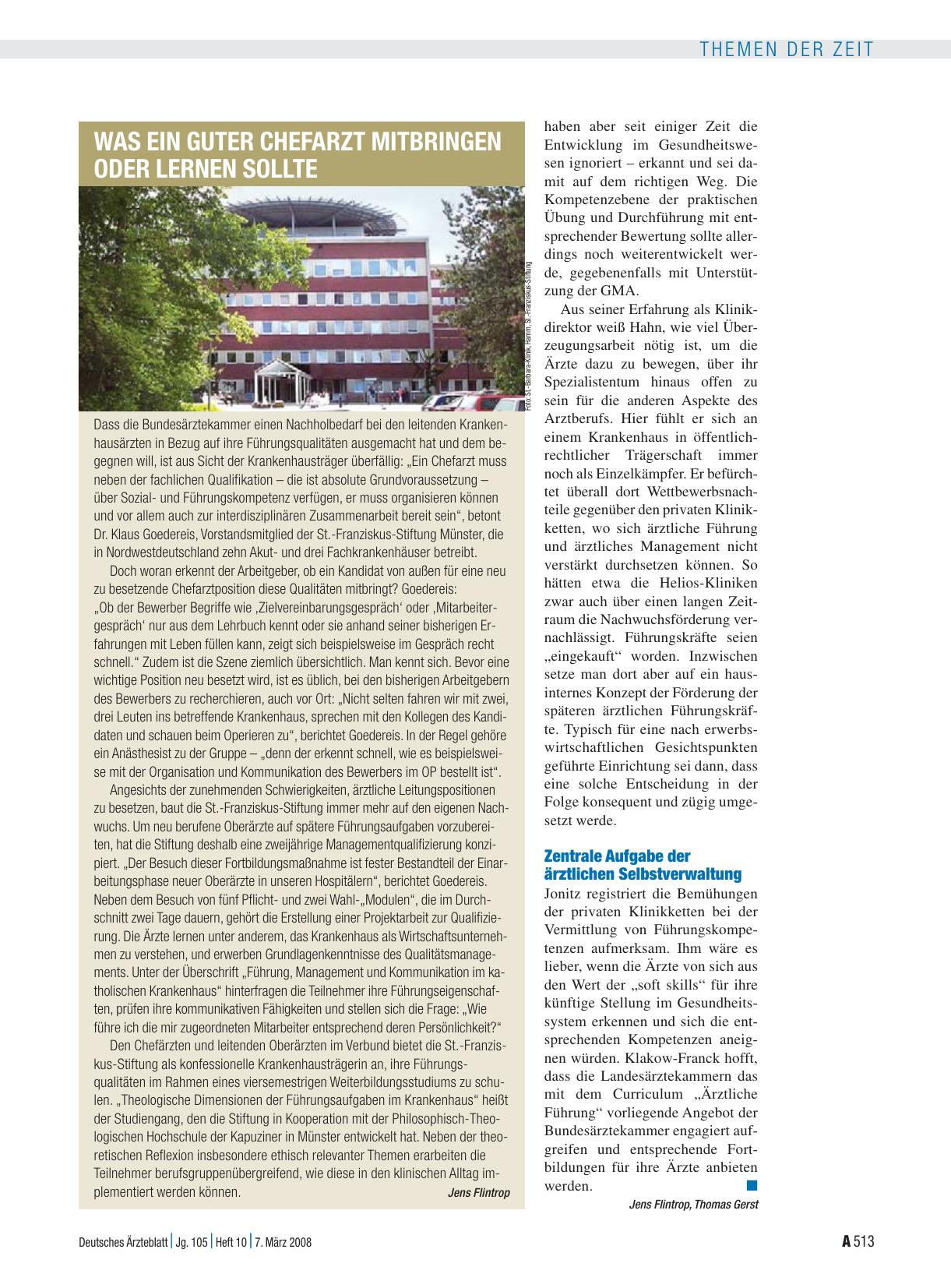 Vorschauseite 1: Was ein guter Chefarzt mitbringen oder lernen sollte