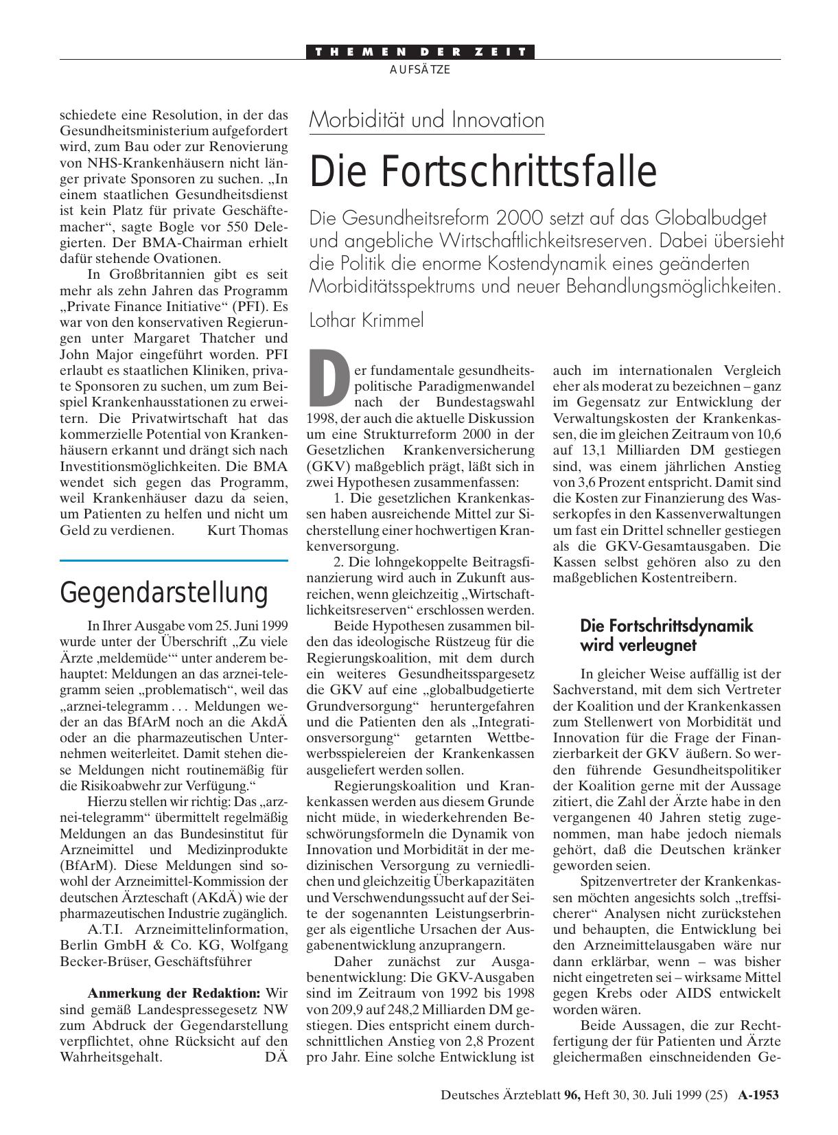 Vorschauseite 1: Morbidität und Innovation: Die Fortschrittsfalle
