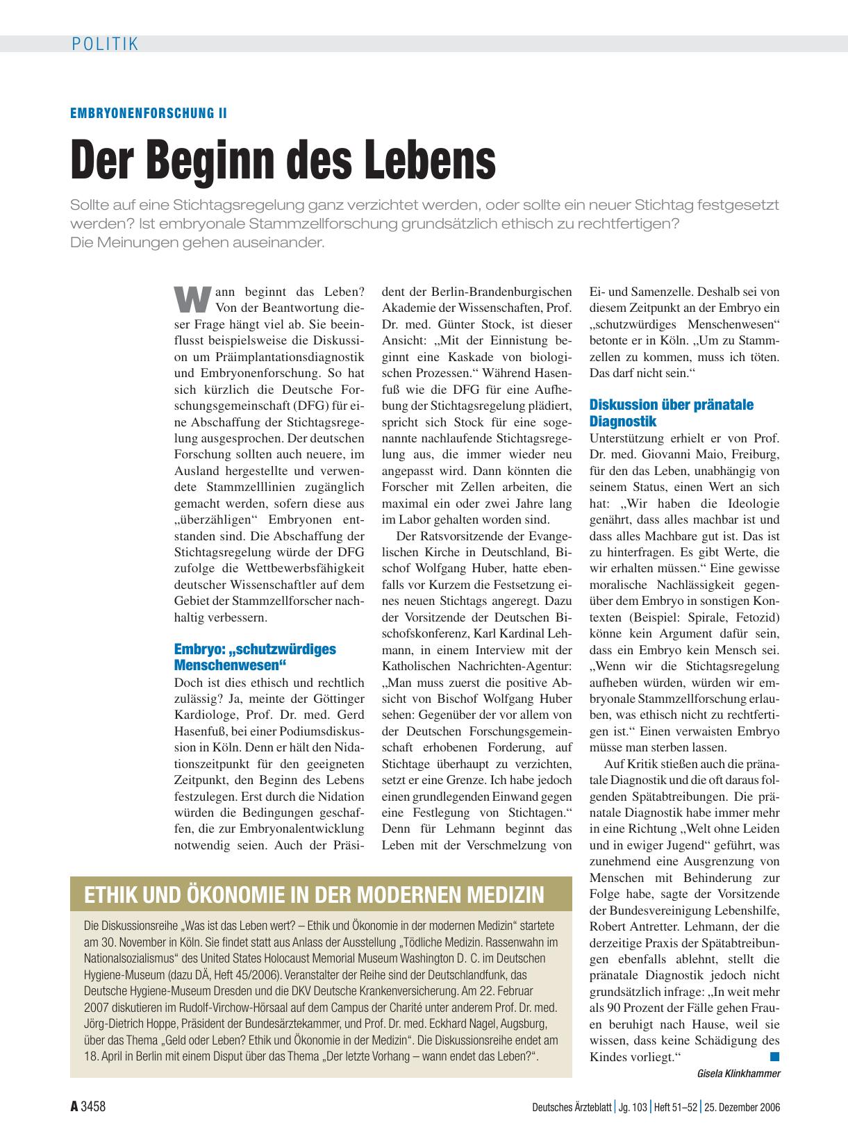 Vorschauseite 1: Embryonenforschung II: Der Beginn des Lebens