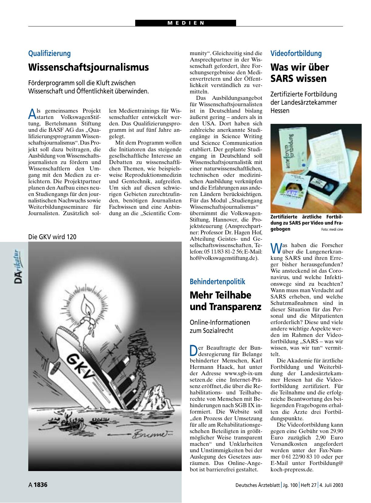 Vorschauseite 1: Behindertenpolitik: Mehr Teilhabe und Transparenz