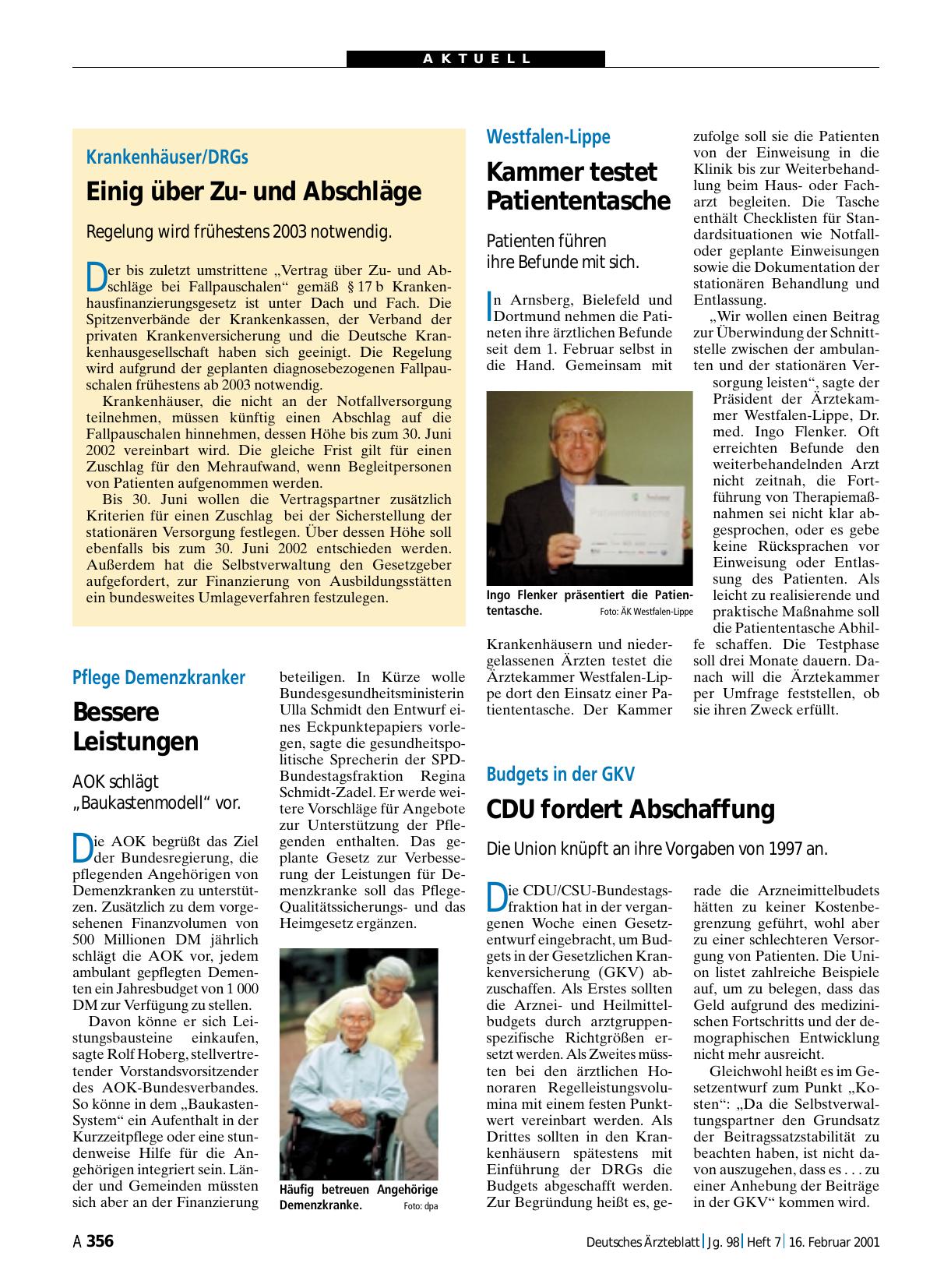 Vorschauseite 1: Krankenhäuser/DRGs: Einig über Zuund Abschläge