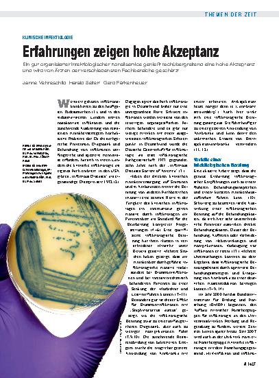 Vorschauseite 1: Klinische Infektiologie: Erfahrungen zeigen hohe Akzeptanz