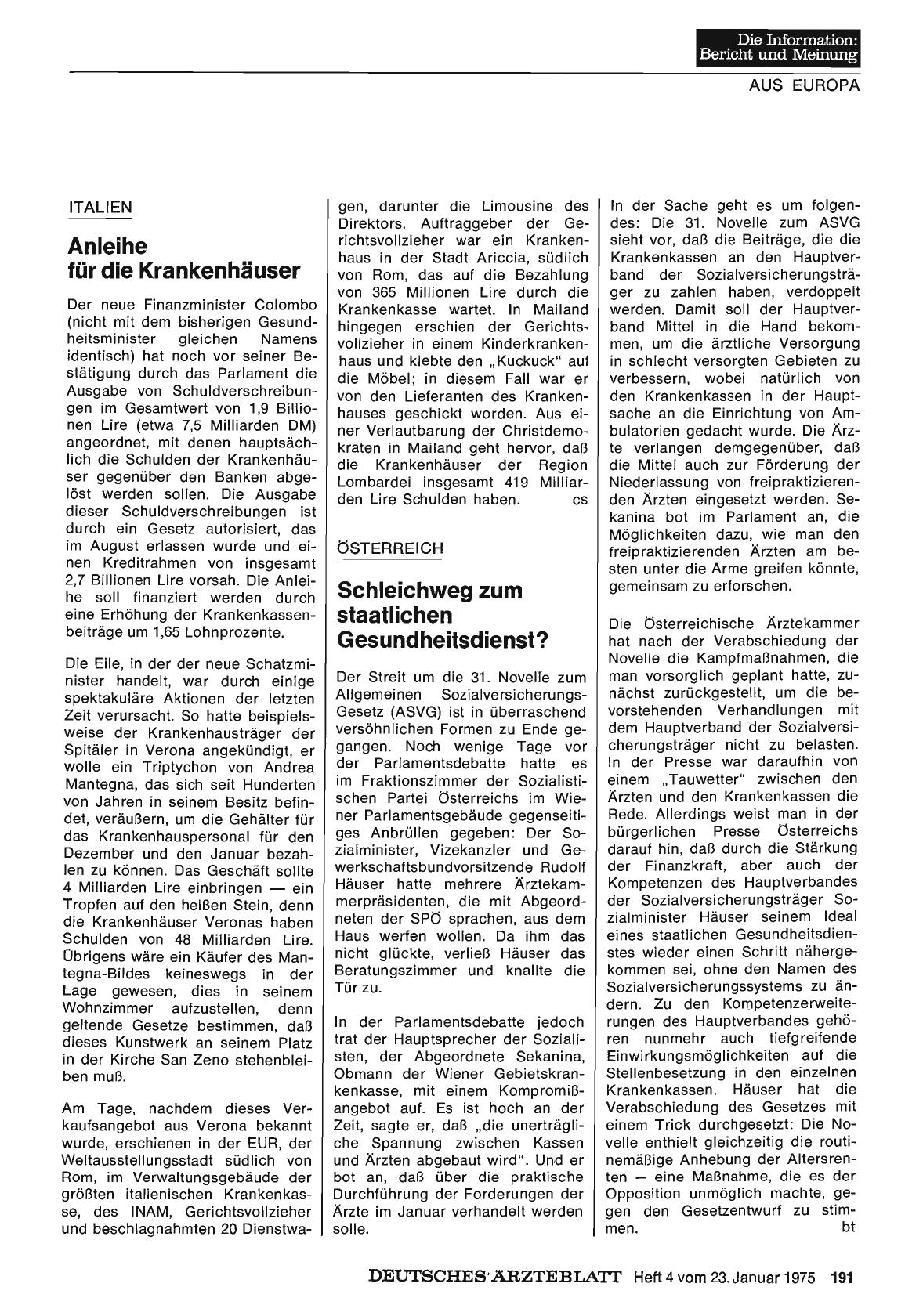 Vorschauseite 1: Italien: Anleihe für die Krankenhäuser