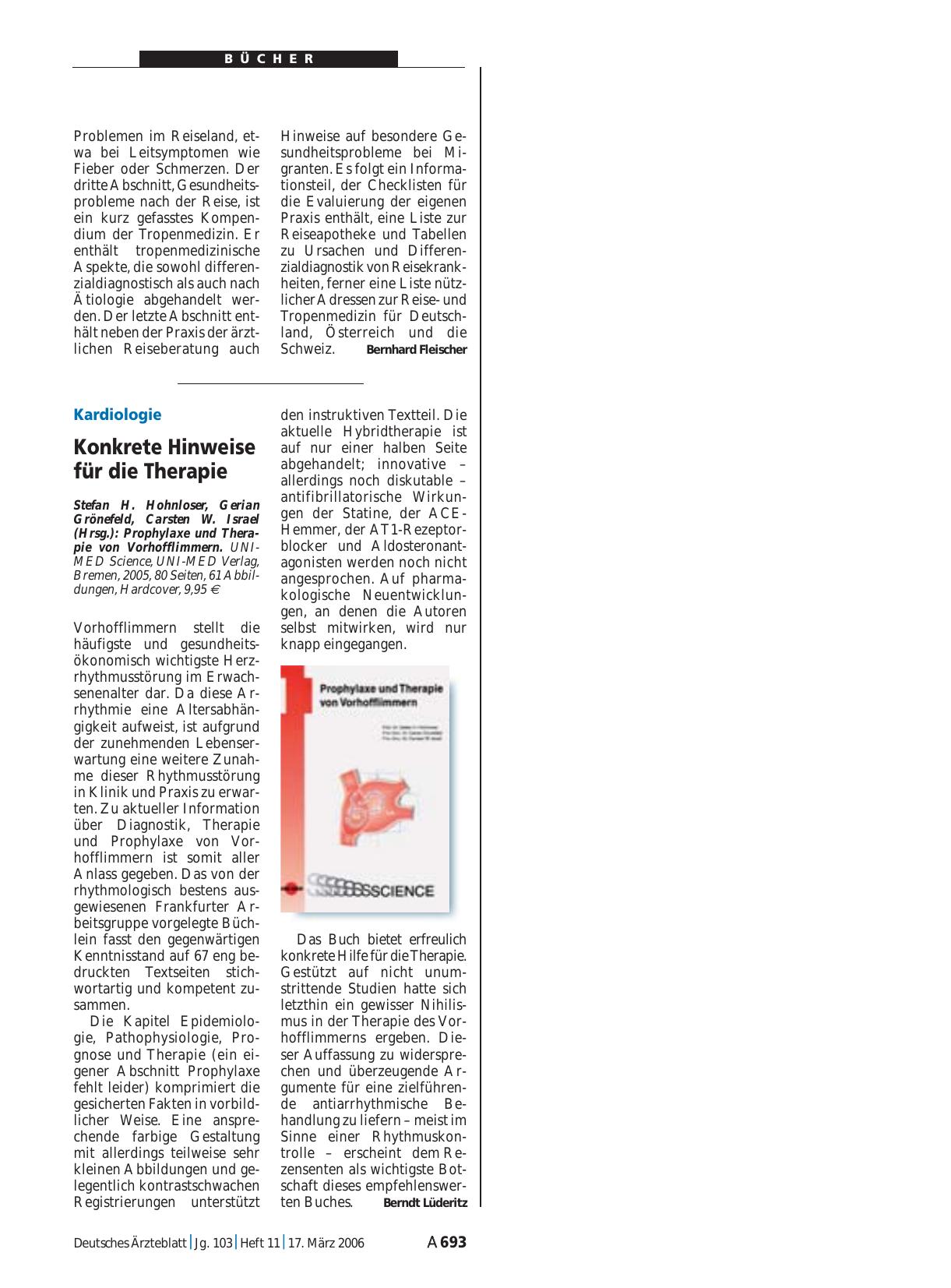Vorschauseite 1: Prophylaxe und Therapie von Vorhofflimmern