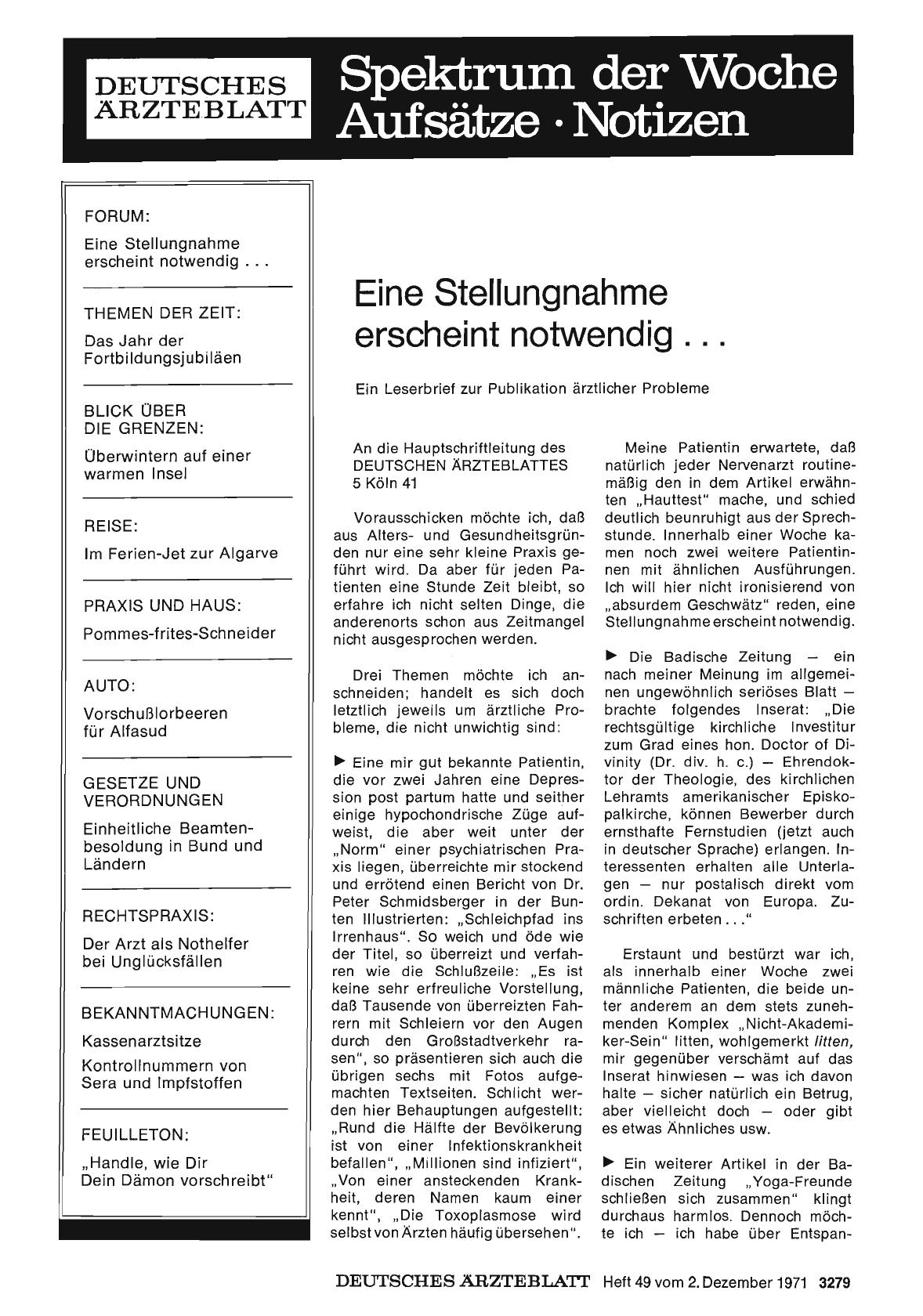 Vorschauseite 1: Eine Stellungnahme erscheint notwendig. ..