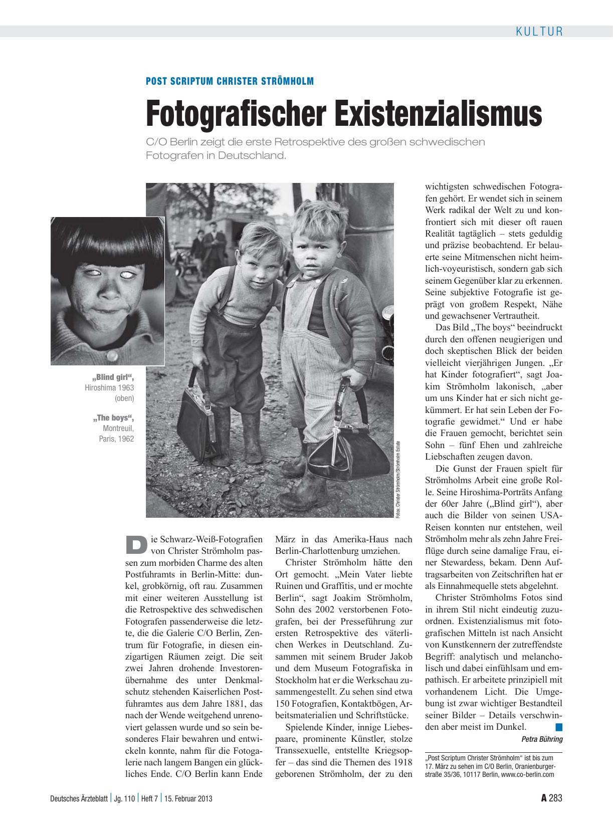 Vorschauseite 1: Post Scriptum Christer Strömholm: Fotografischer Existenzialismus