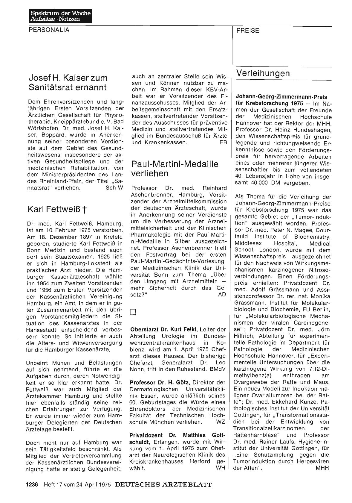 Vorschauseite 1: Karl Fettweiß †