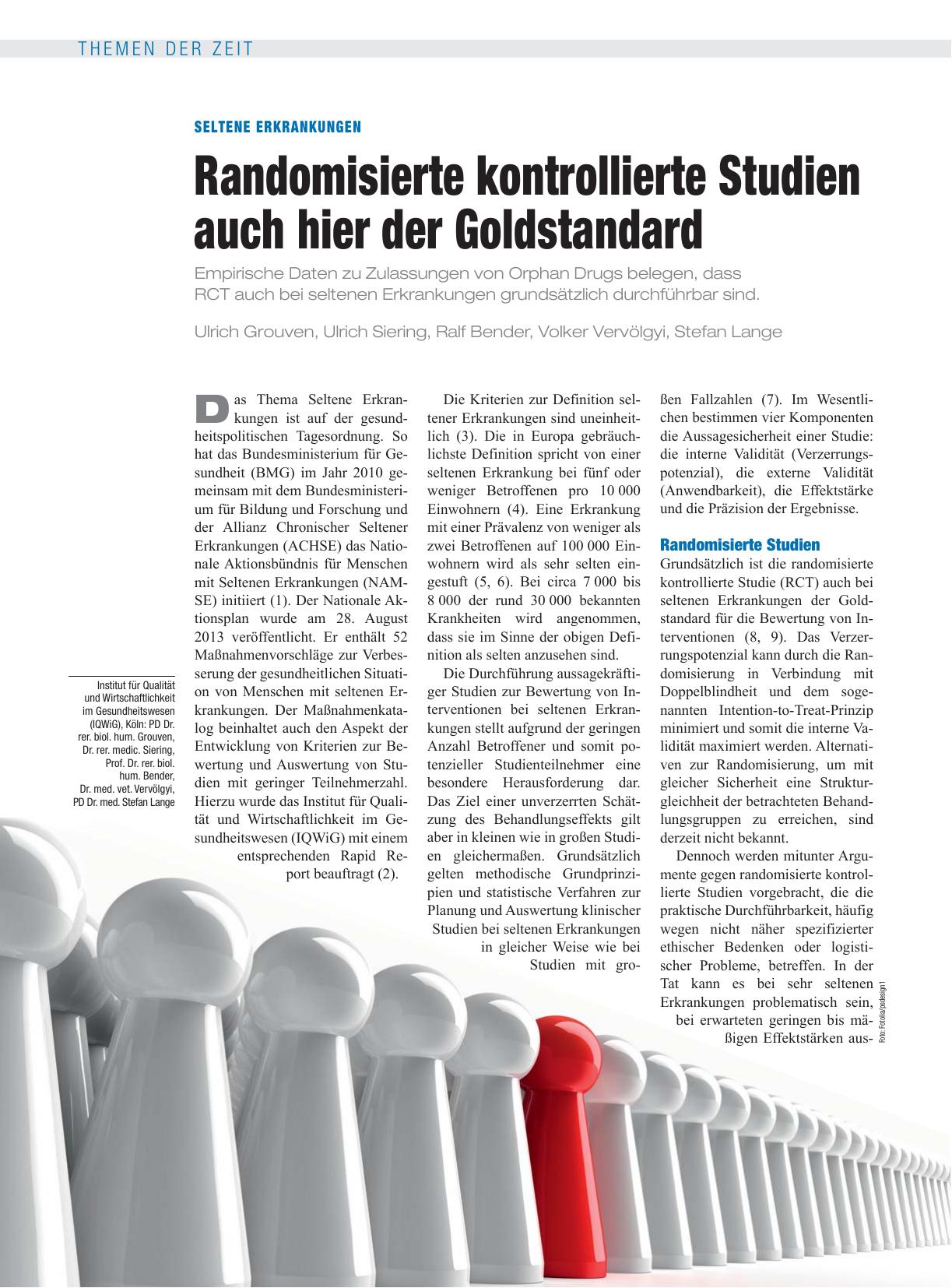 Vorschauseite 1: Seltene Erkrankungen: Randomisierte kontrollierte Studien auch hier der Goldstandard