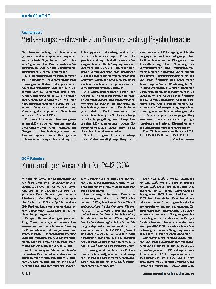 Vorschauseite 1: GOÄ-Ratgeber: Zum analogen Ansatz der Nr. 2442 GOÄ