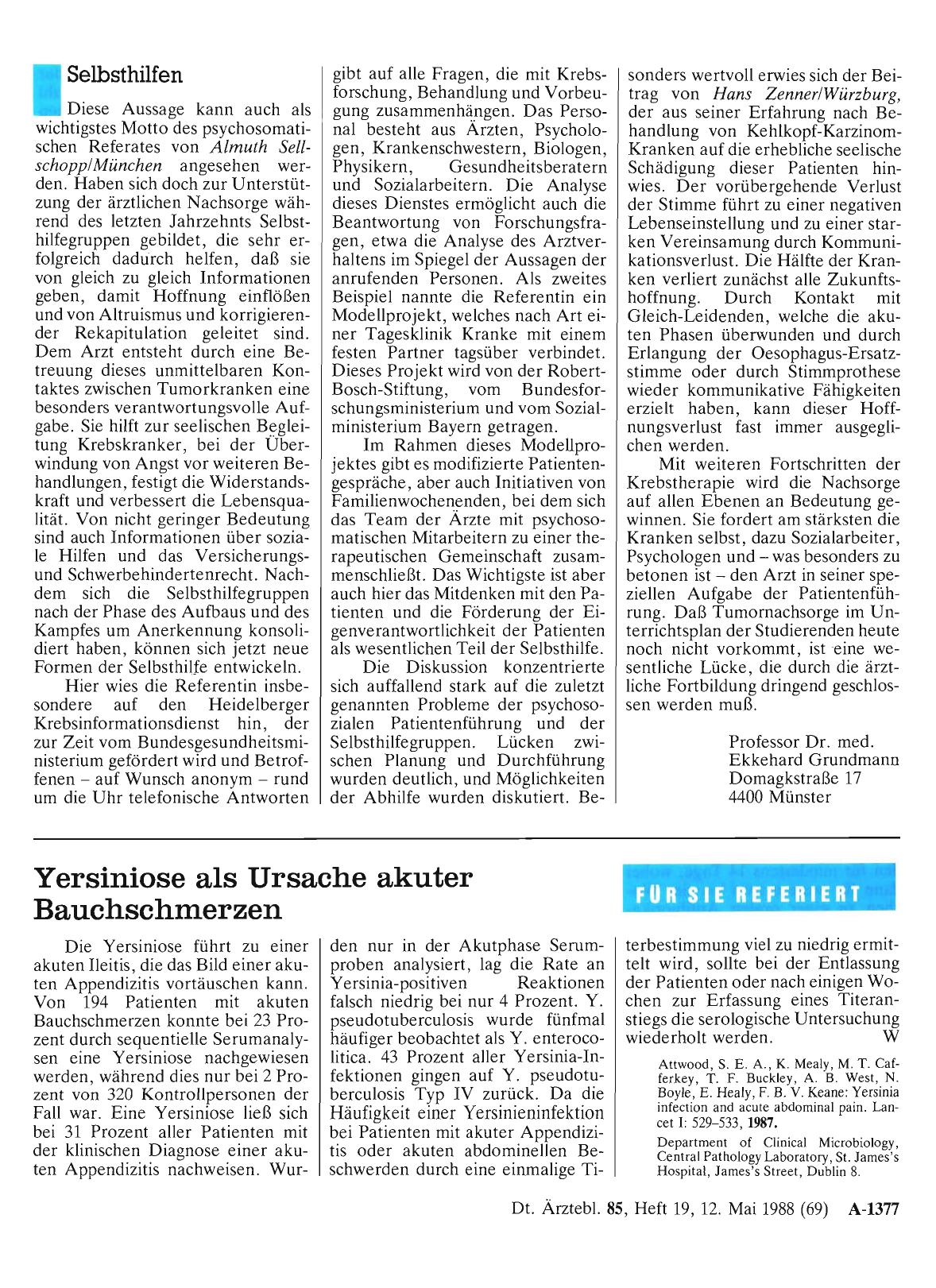 Vorschauseite 1: Yersiniose als Ursache akuter Bauchschmerzen