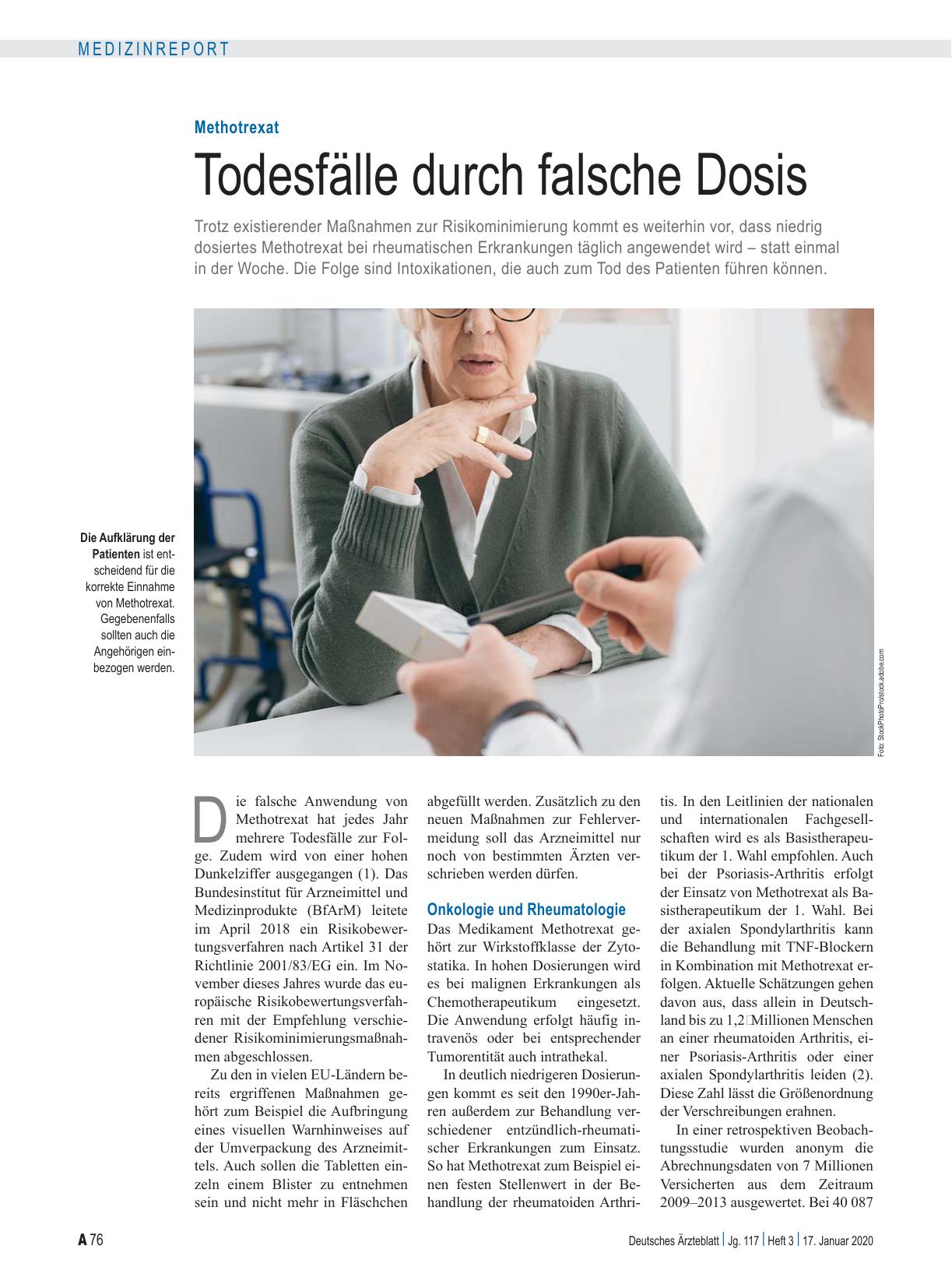 Vorschauseite 1: Methotrexat: Todesfälle durch falsche Dosis