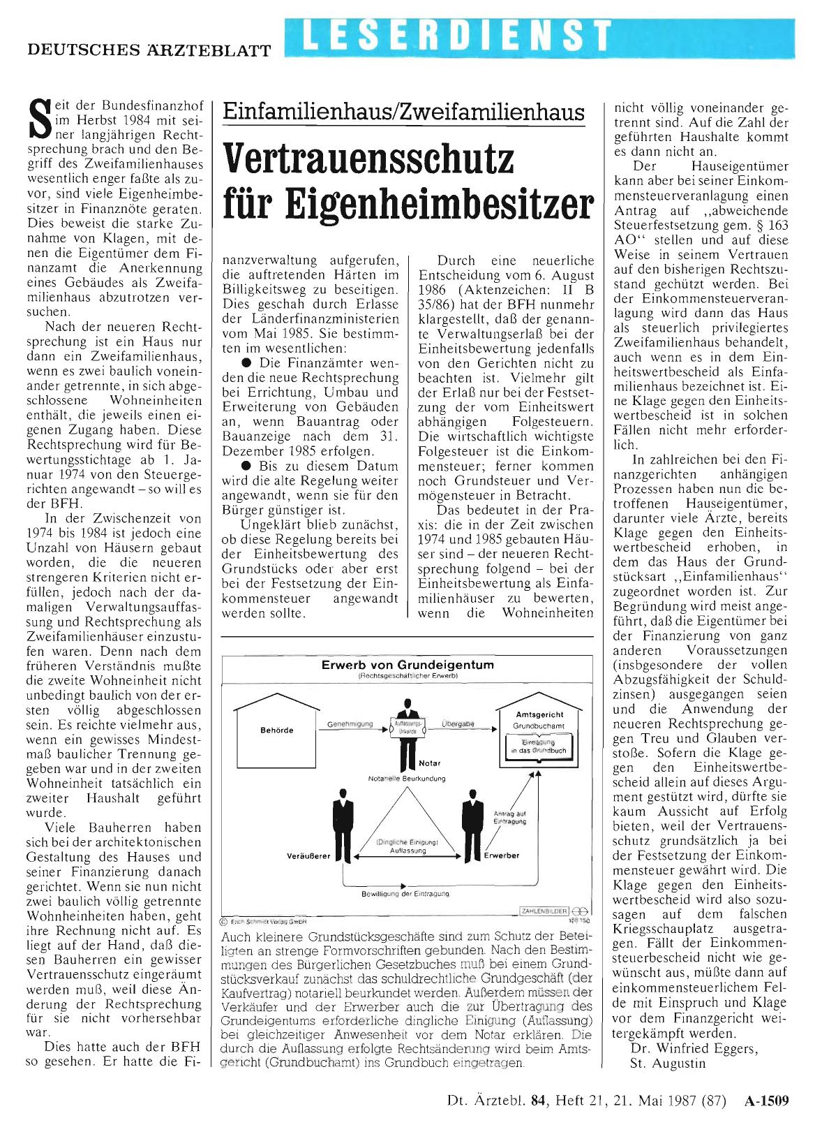 Vorschauseite 1: Einfamilienhaus/Zweifamilienhaus: Vertrauensschutz für Eigenheimbesitzer