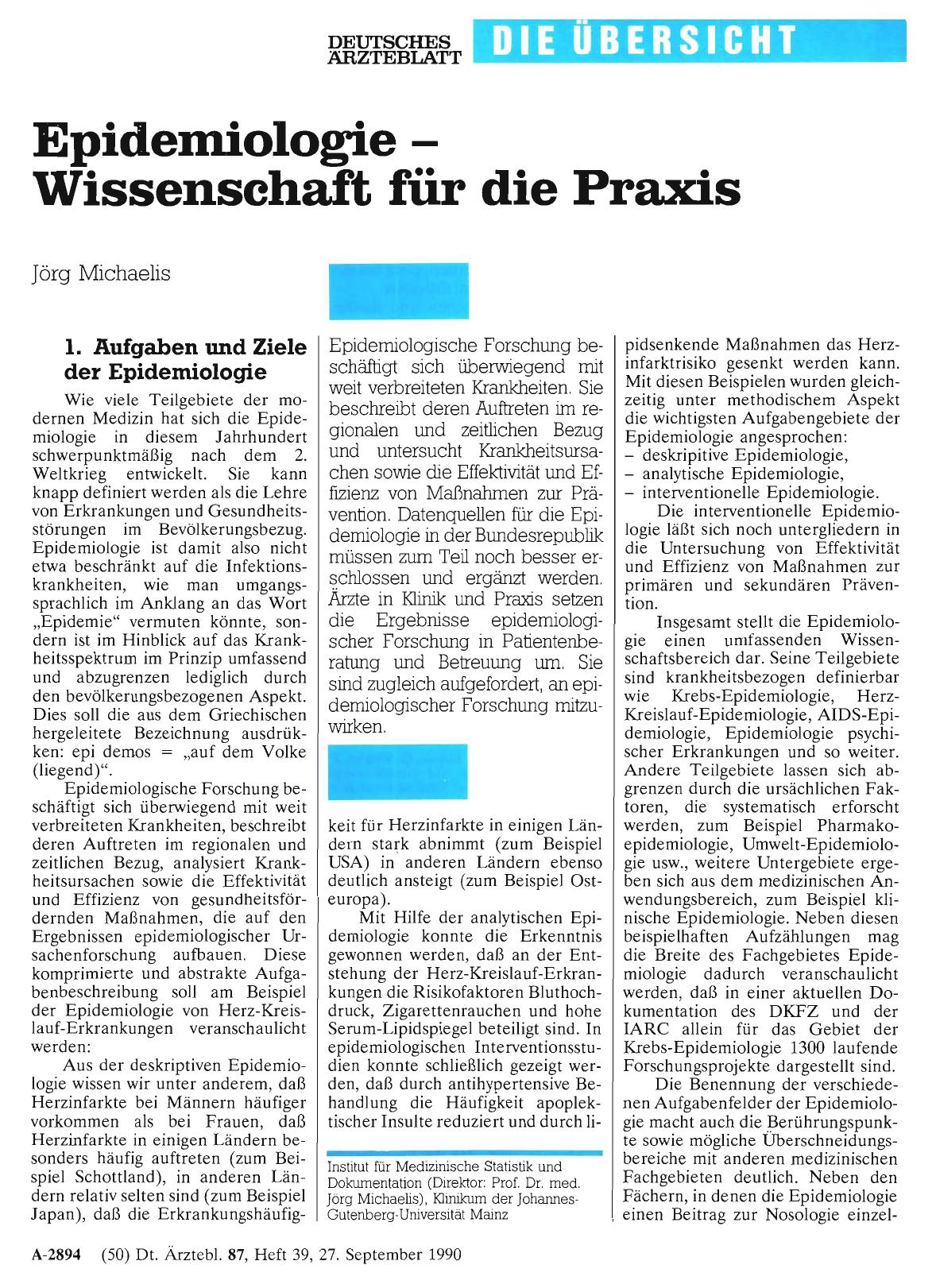 Vorschauseite 1: Epidemiologie – Wissenschaft für die Praxis
