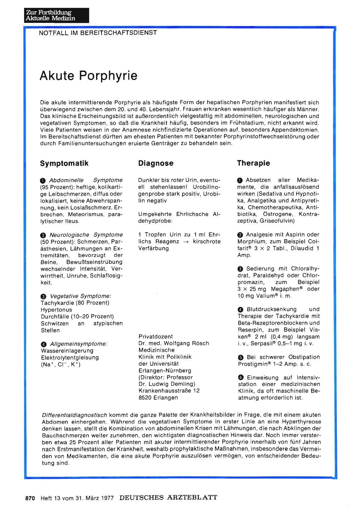 Vorschauseite 1: Akute Porphyrie