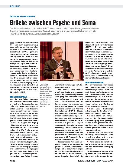 Vorschauseite 1: Ärztliche Psychotherapie: Brücke zwischen Psyche und Soma