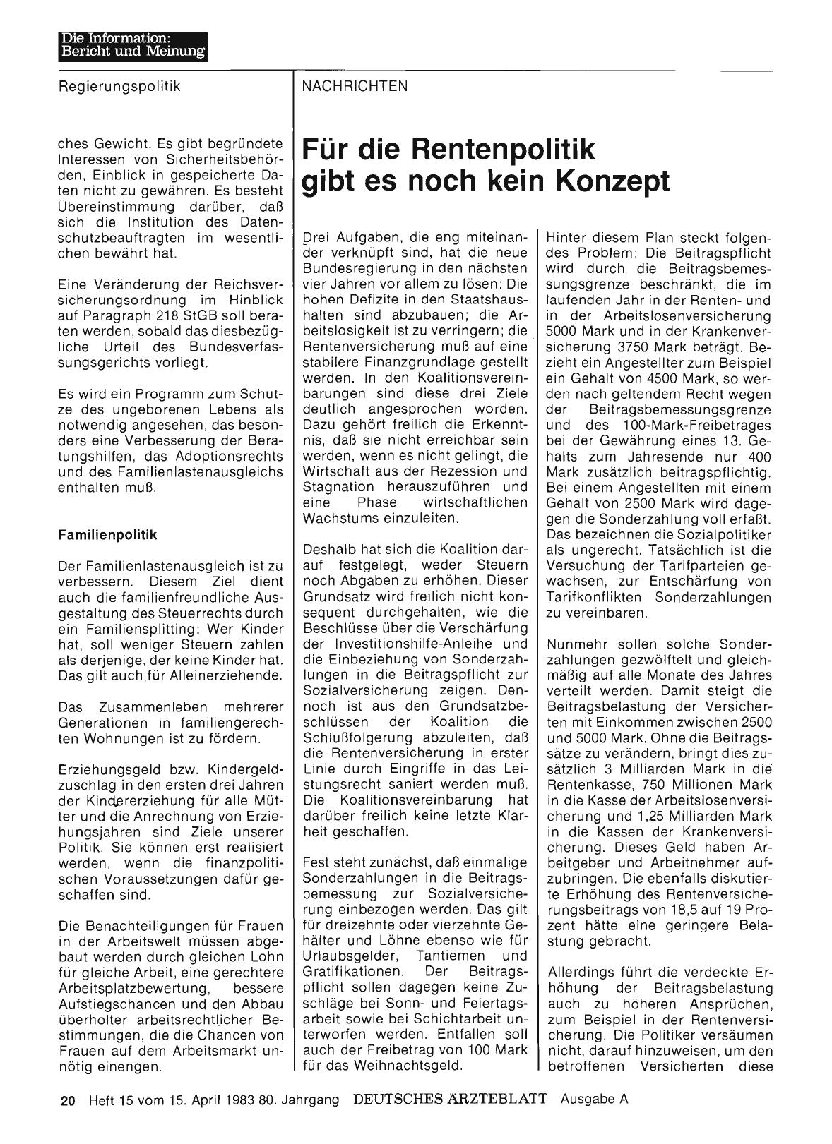 Vorschauseite 1: Für die Rentenpolitik gibt es noch kein Konzept